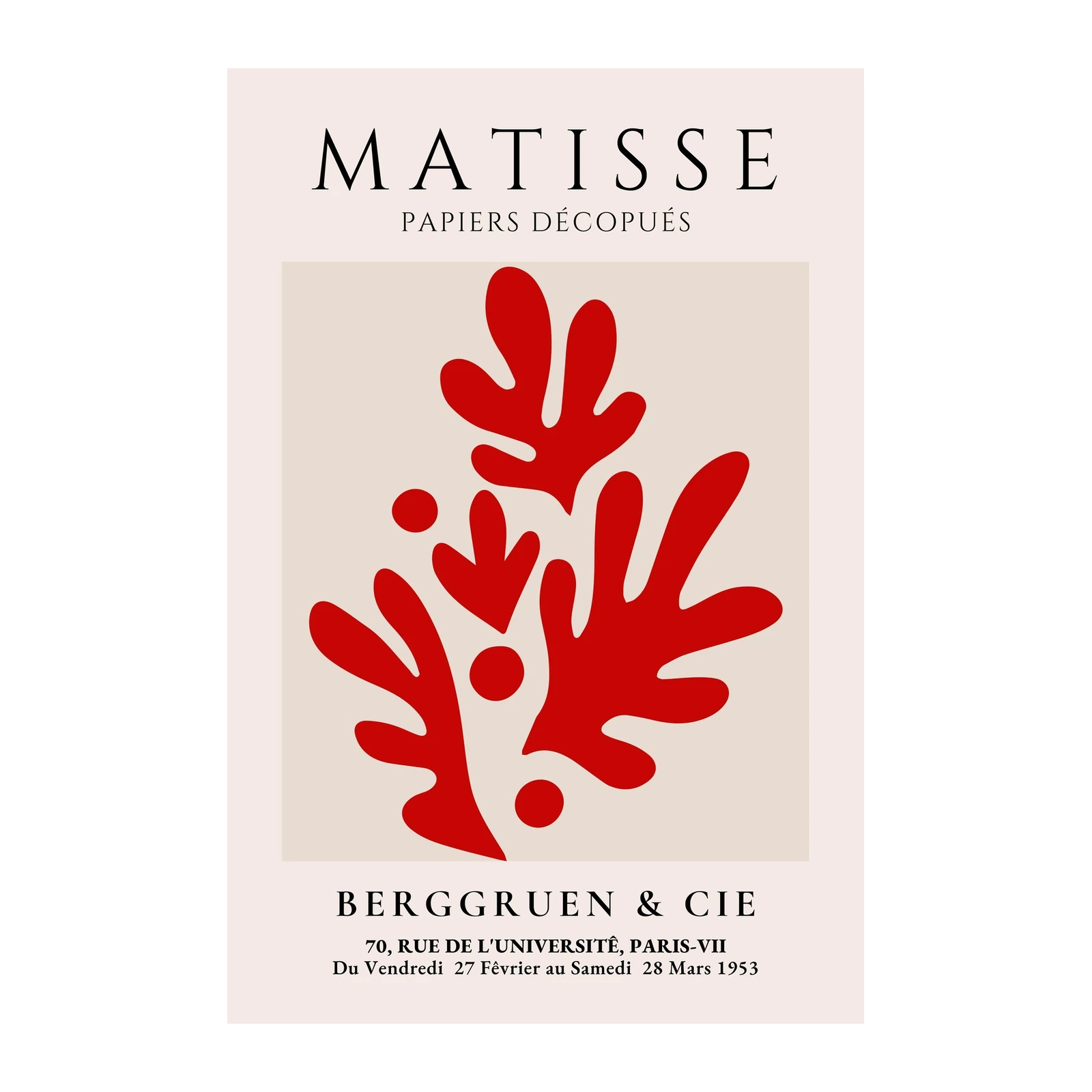 Vibrant Red Matisse Cut-Outs Wall Art