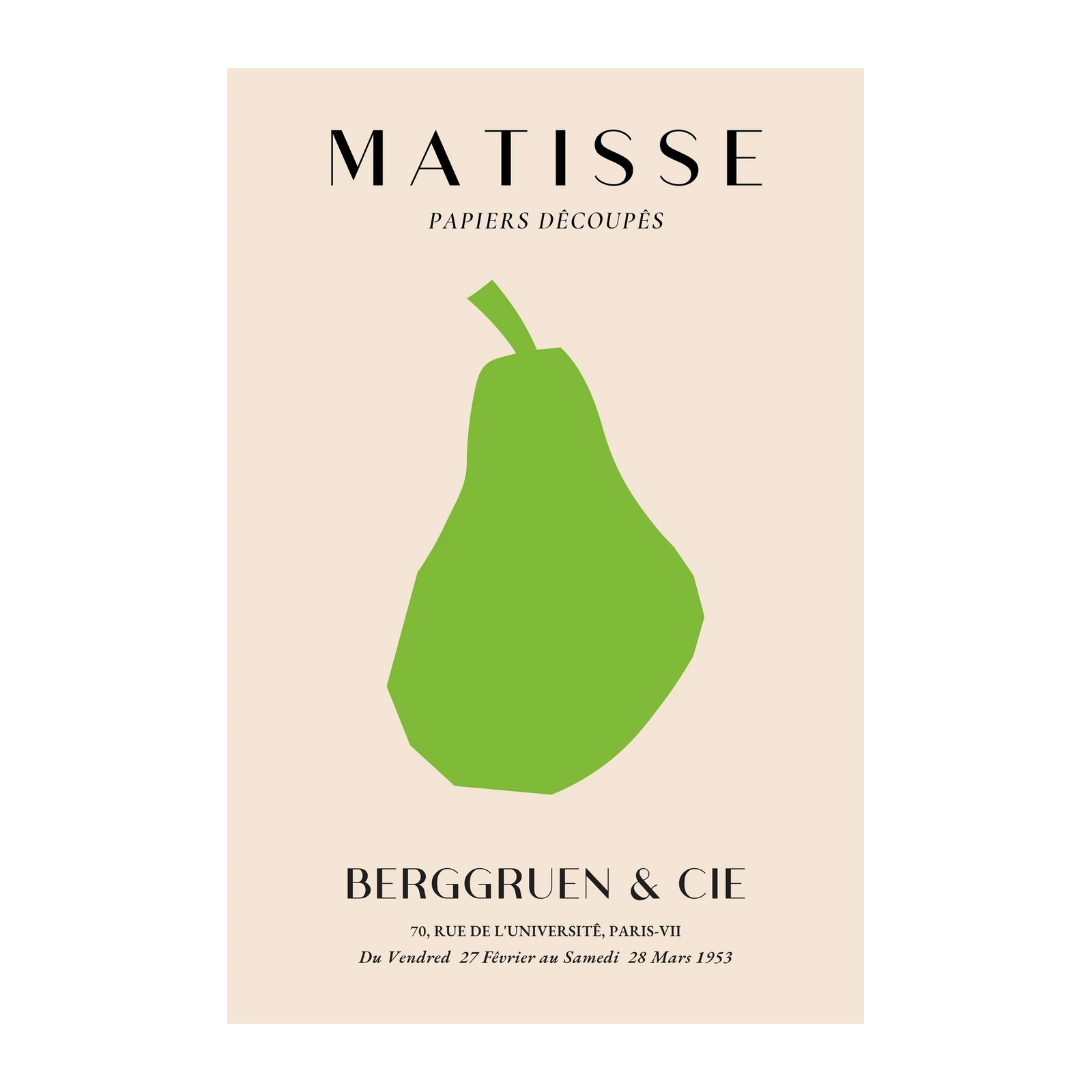Green Pear Matisse Papiers Découpés Wall Art
