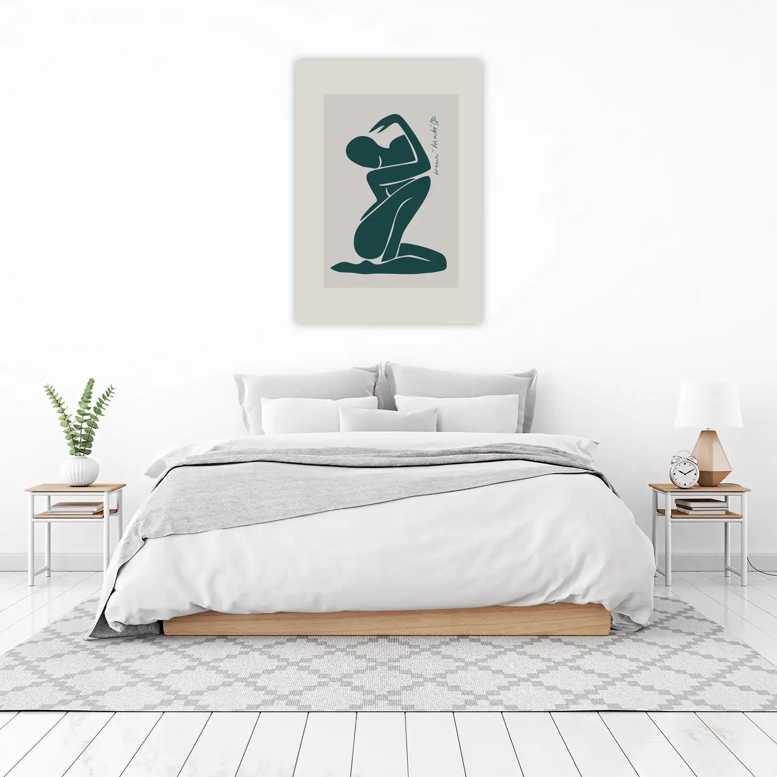 Matisse Inspired Nude Figure Dark Green Wall Art