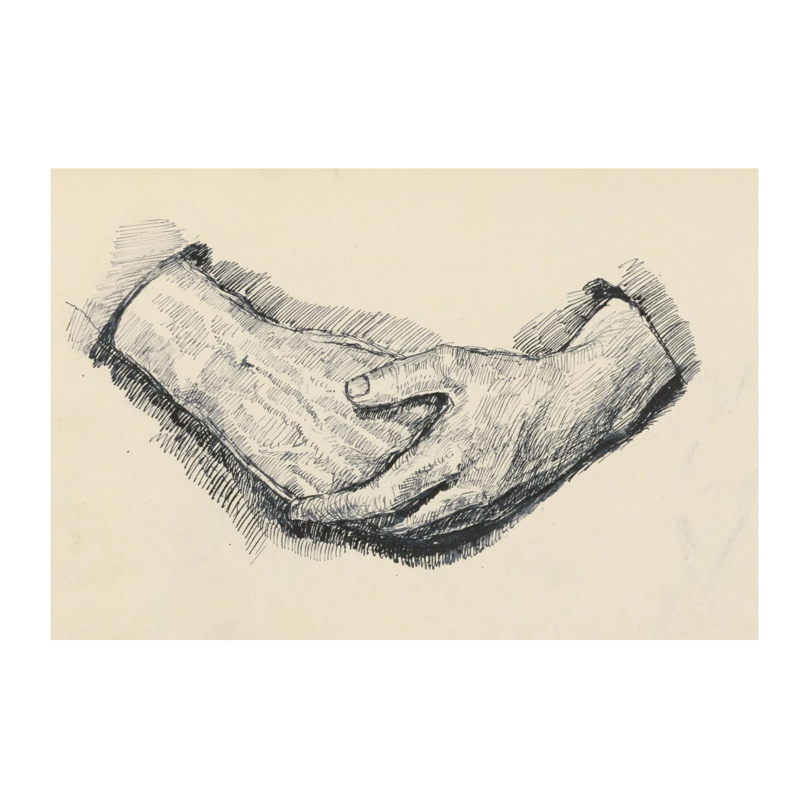 Embrace Hands Ink Drawing Wall Art