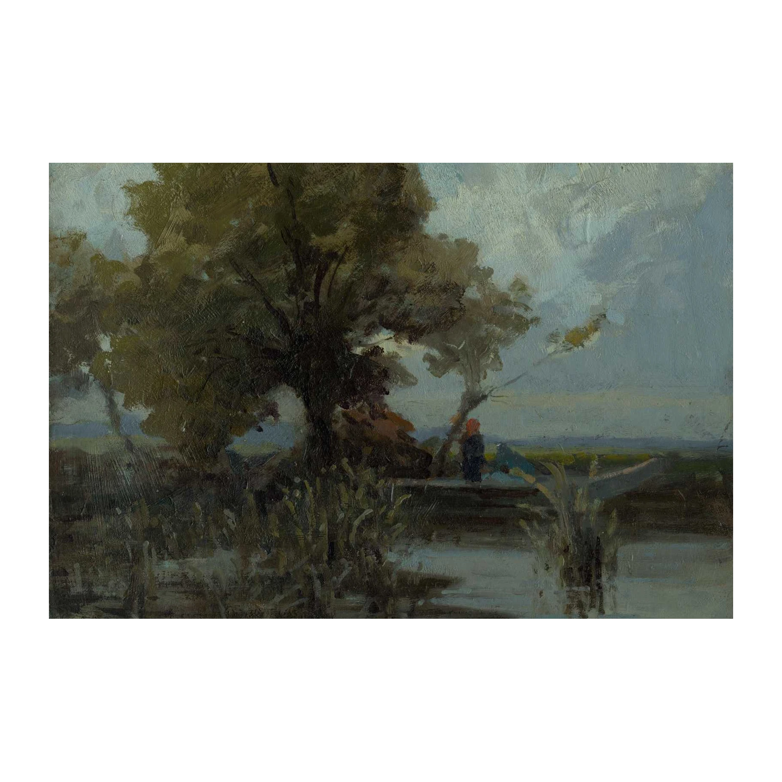 Tranquil Riverside Landscape Oil Painting Wall Art