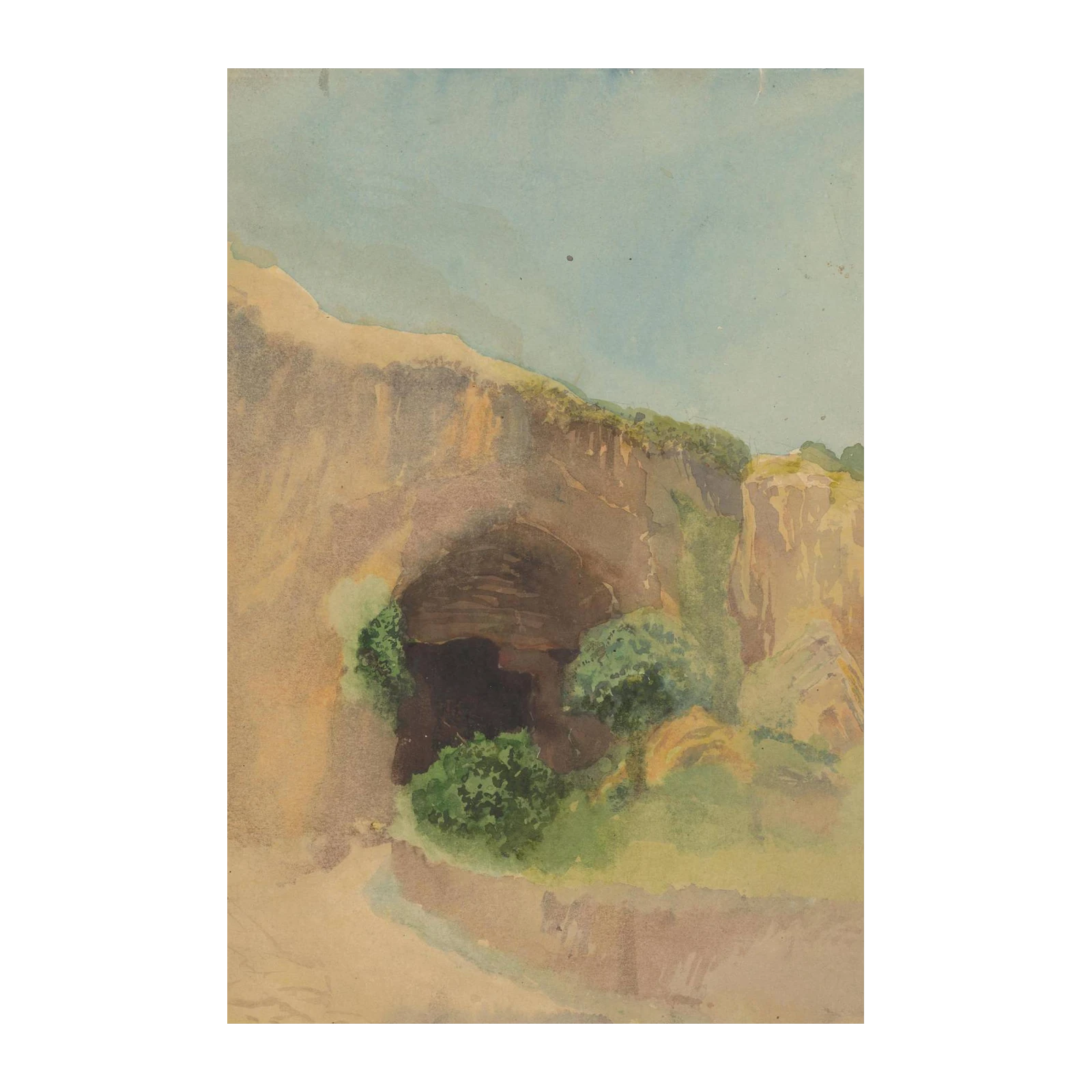 Cave Landscape Watercolor Wall Art