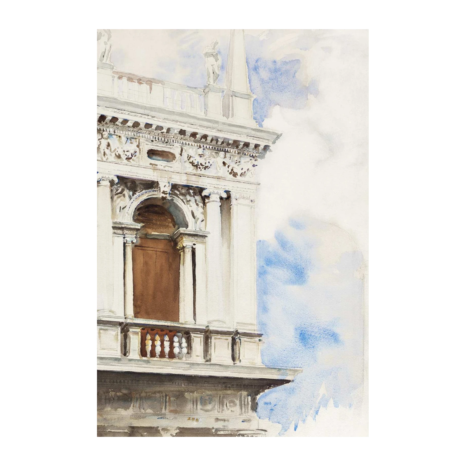 Venetian Balcony Watercolor Landscape Wall Art