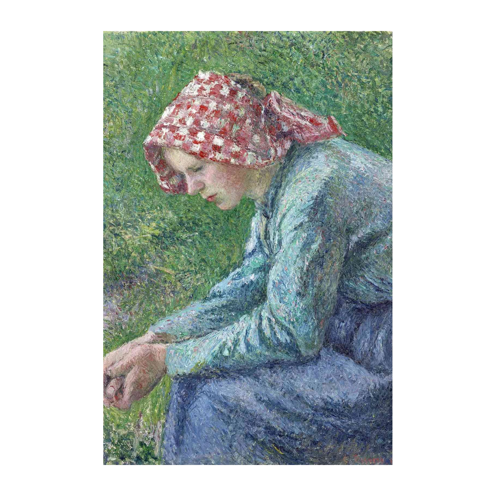 Impressionist Girl in Red Scarf Wall Art