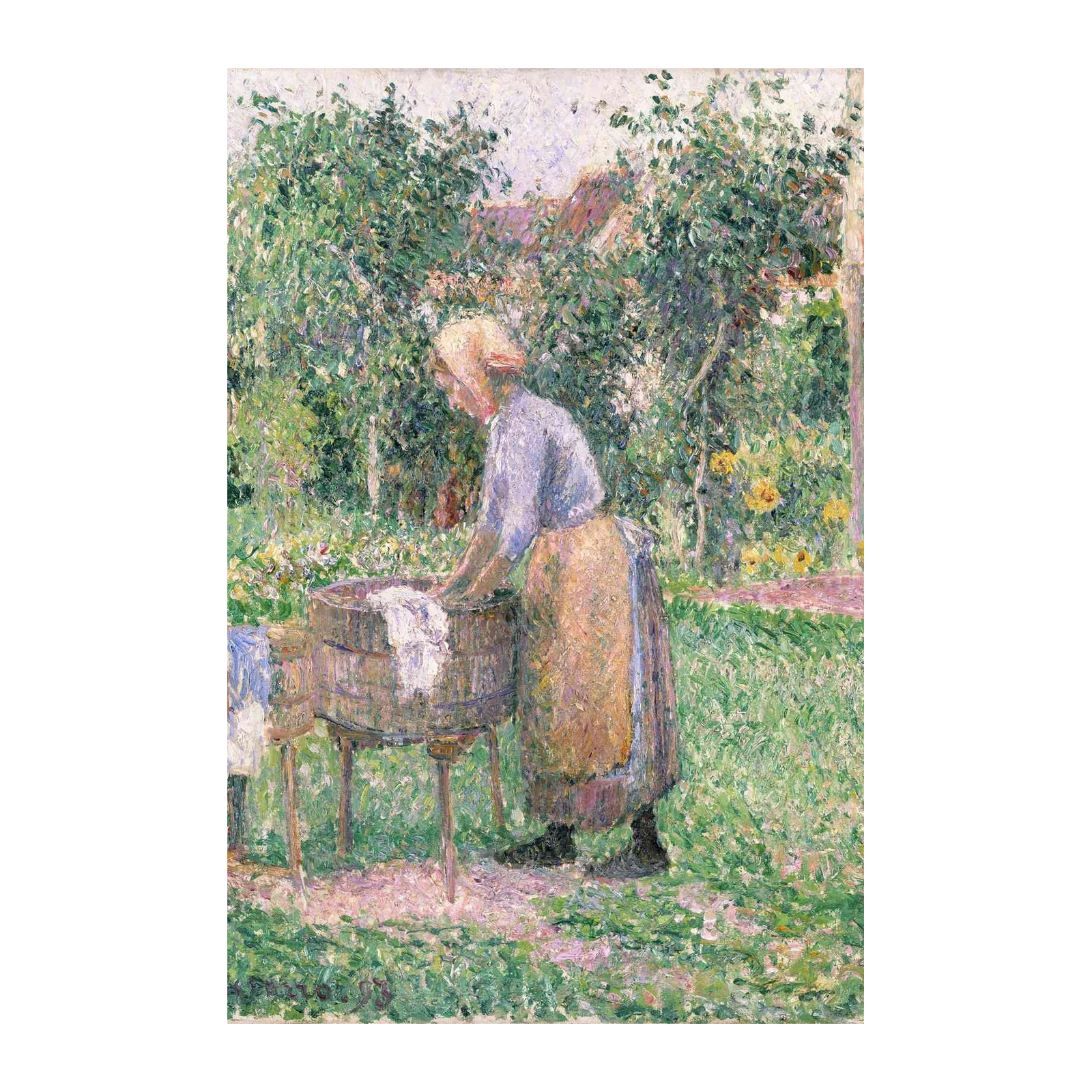 Impressionist Woman Washing Clothes Wall Art
