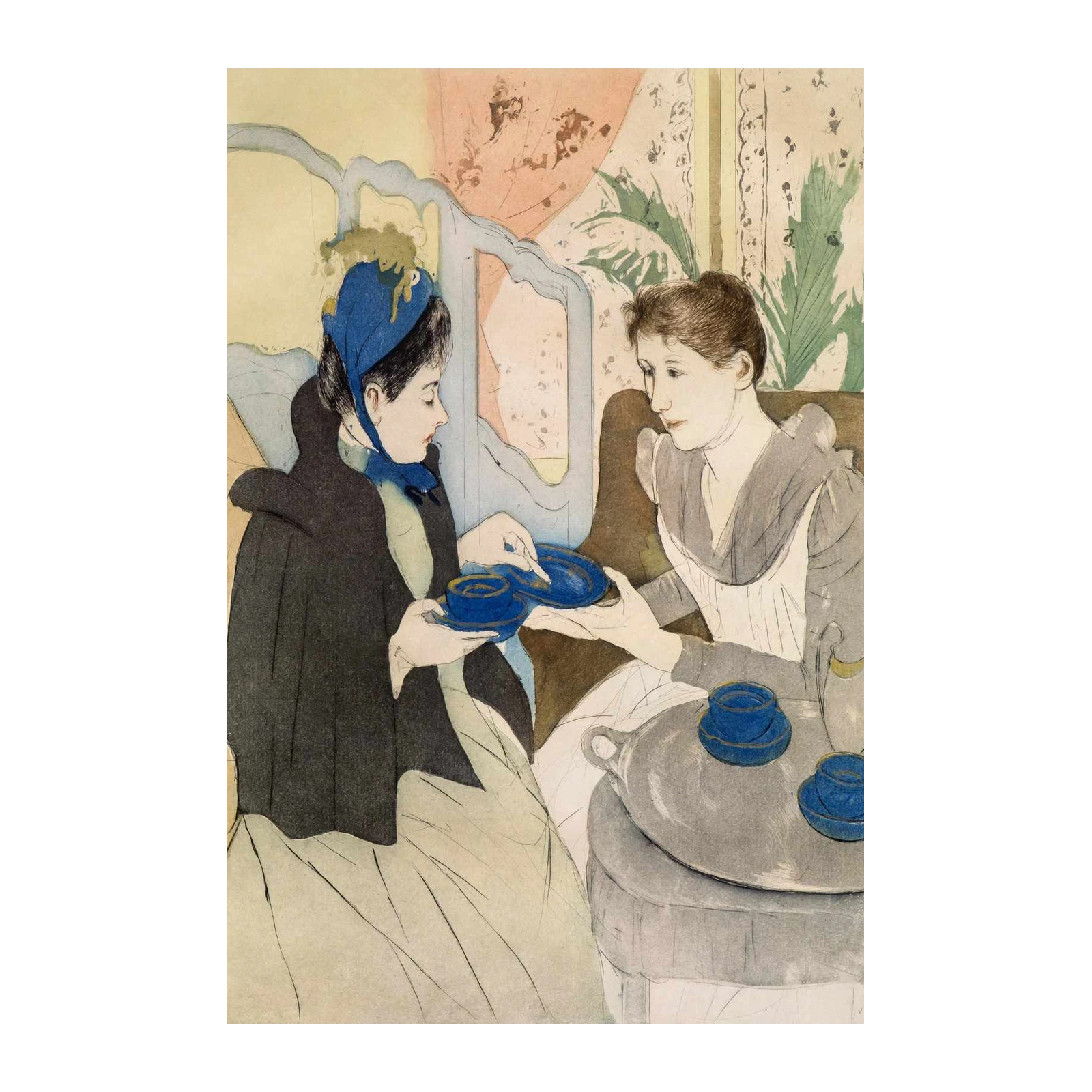 Elegant Tea Time Woman Art Wall Art
