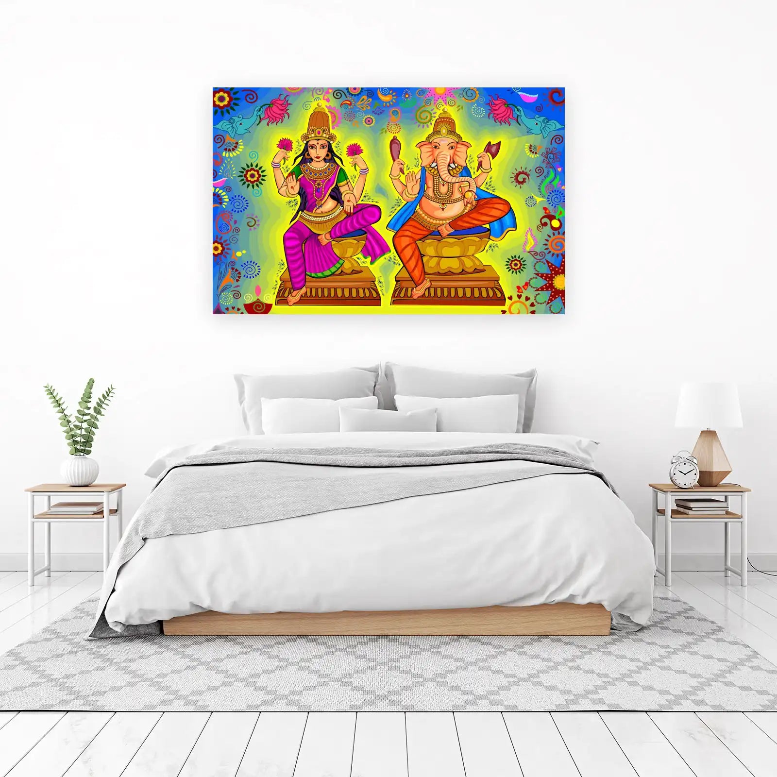 Goddess Lakshmi & Ganesha Vibrant Mandala Wall Art