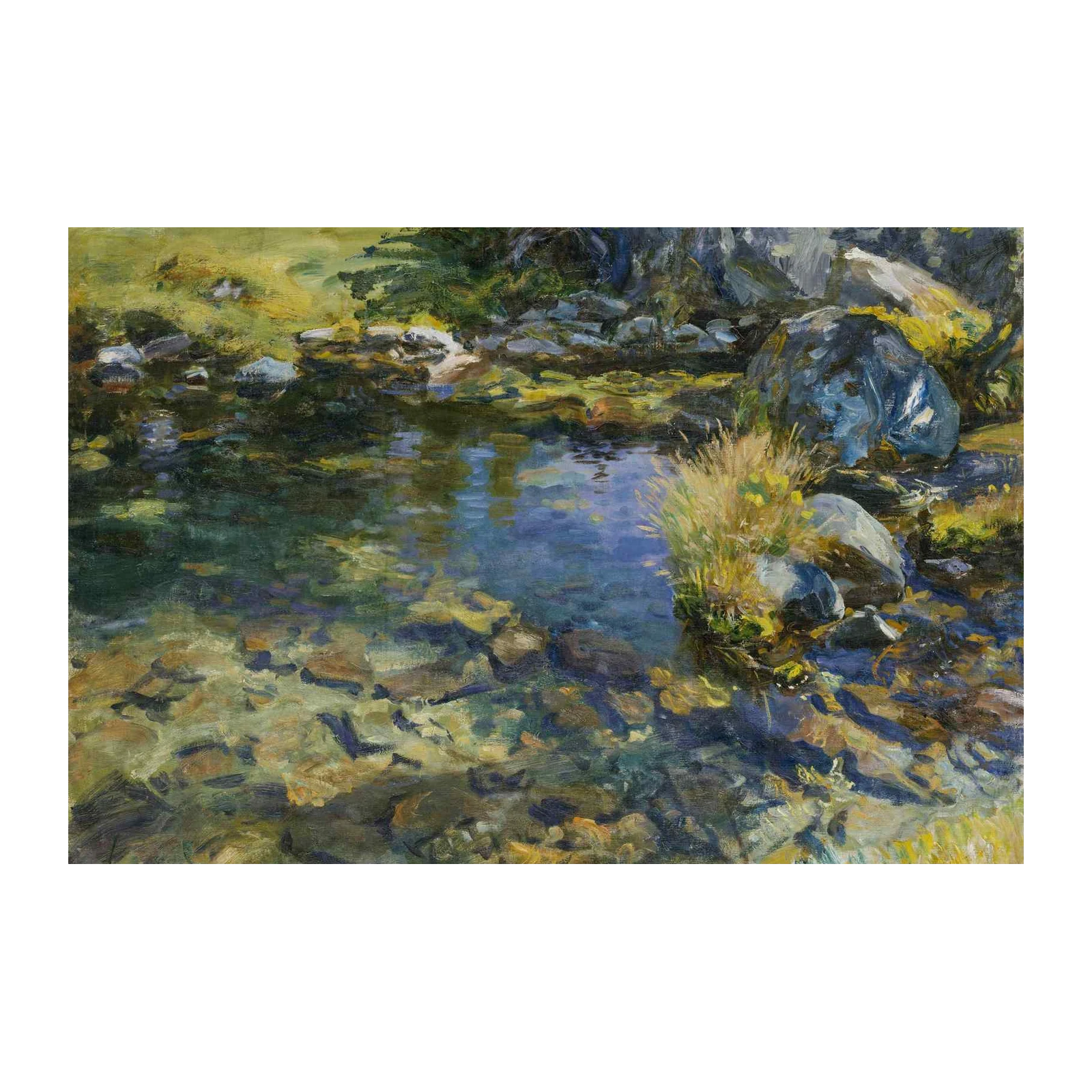 Serene Mountain Stream Impressionist Wall Art