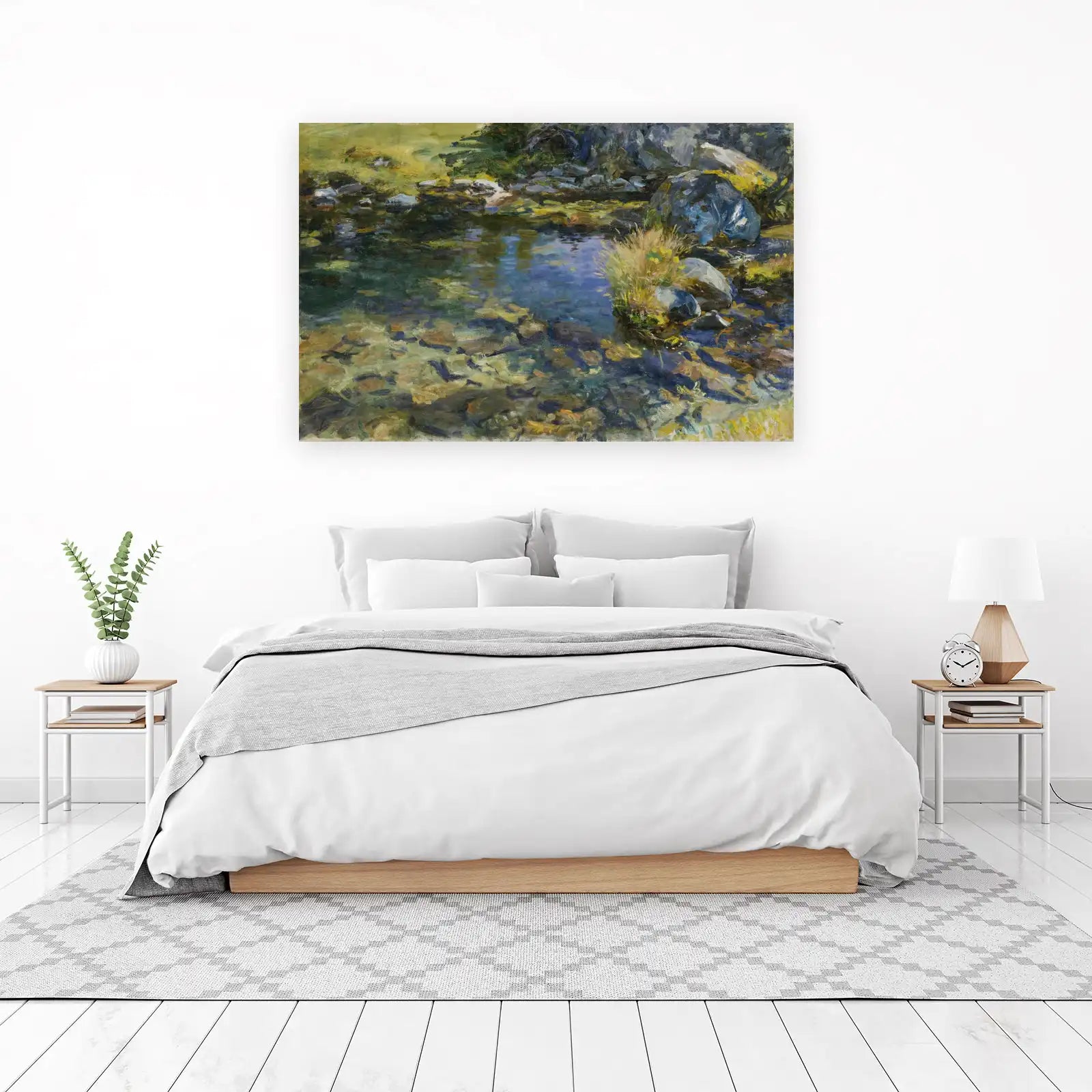 Serene Mountain Stream Impressionist Wall Art