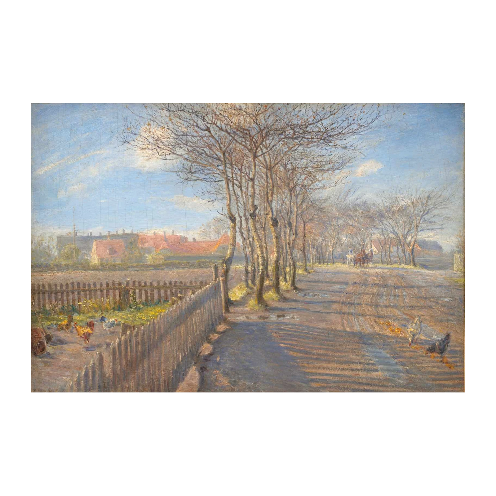 Country Lane with Chickens Wall Art