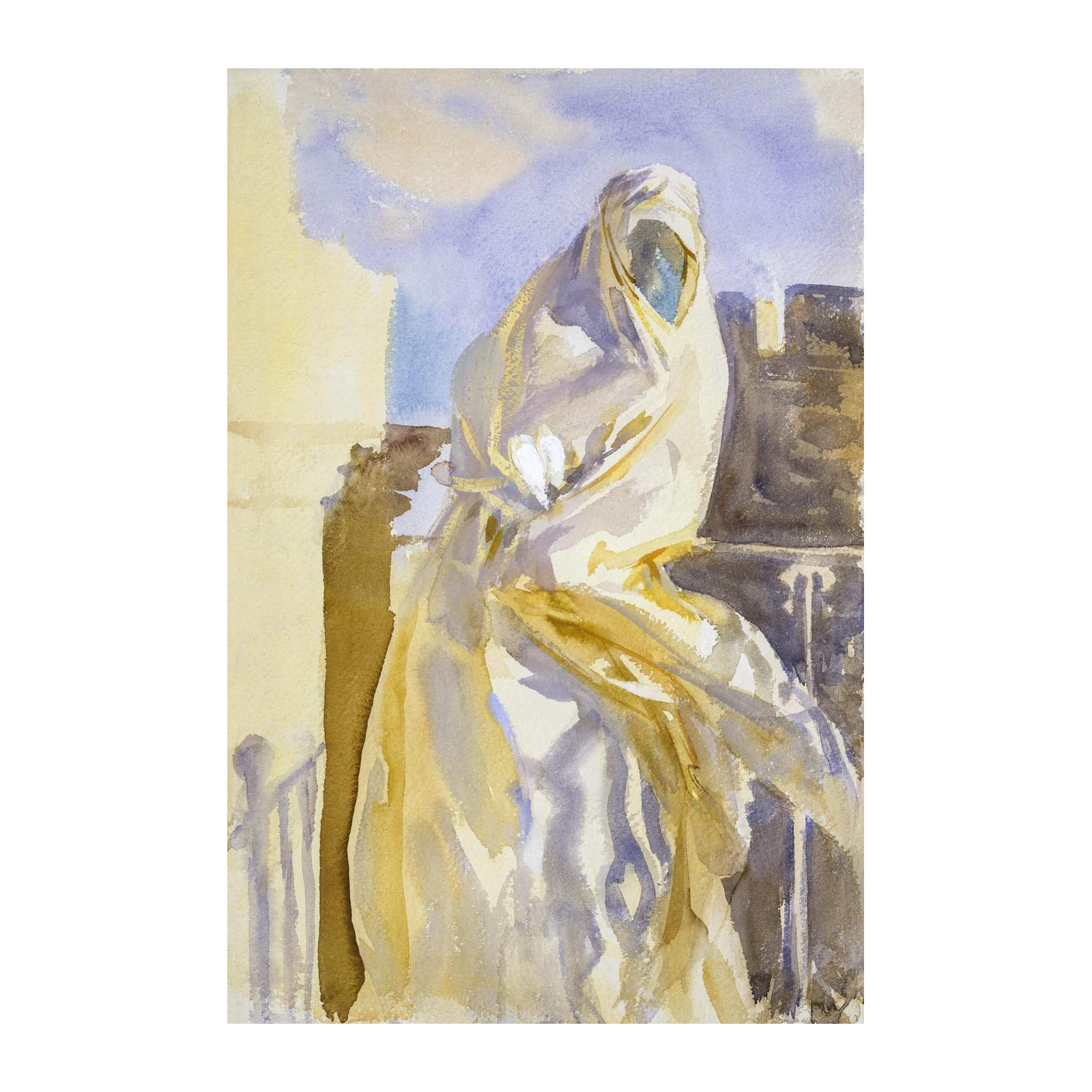 Enigmatic Figure Moroccan Scene Wall Art