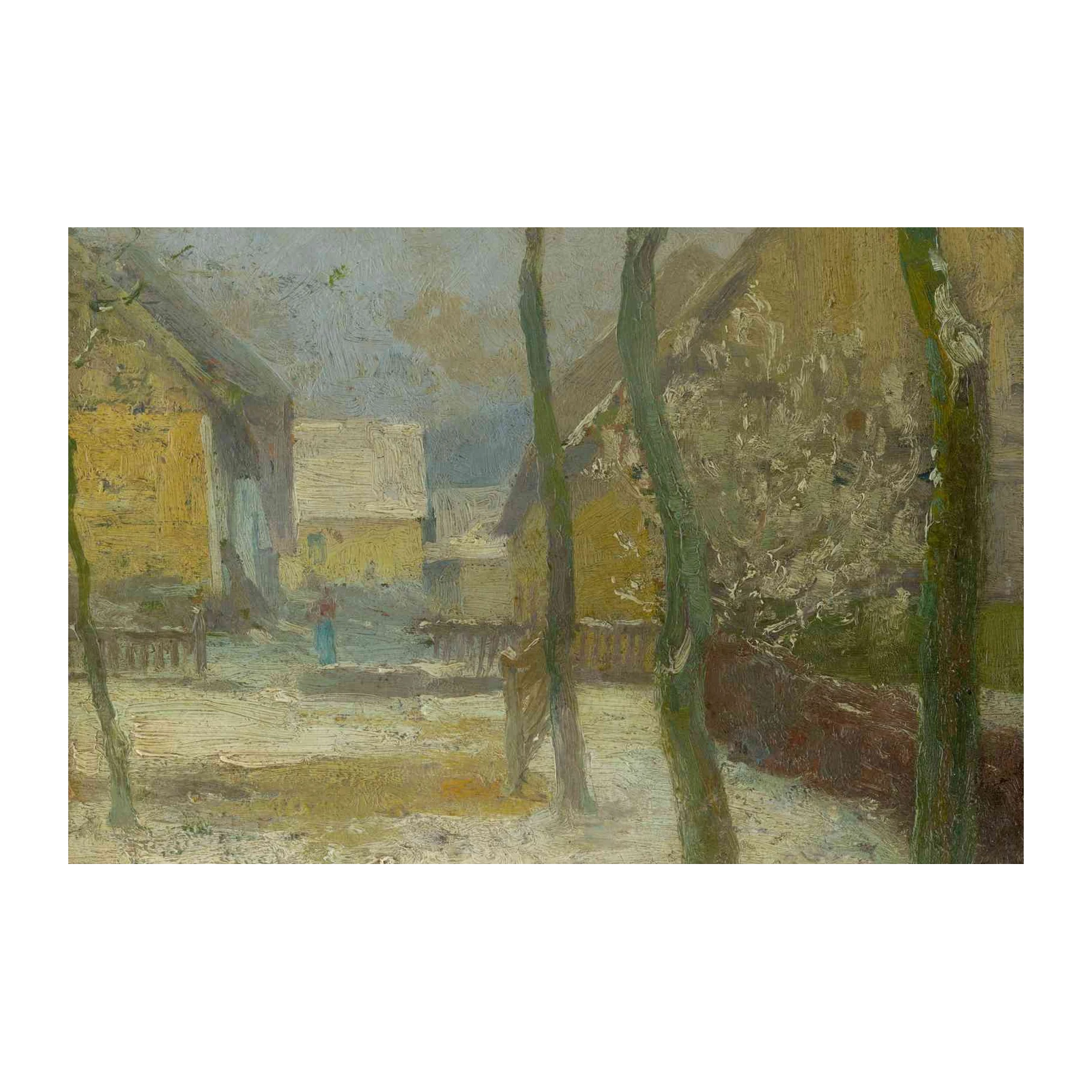 Winter Village Impressionism Wall Art