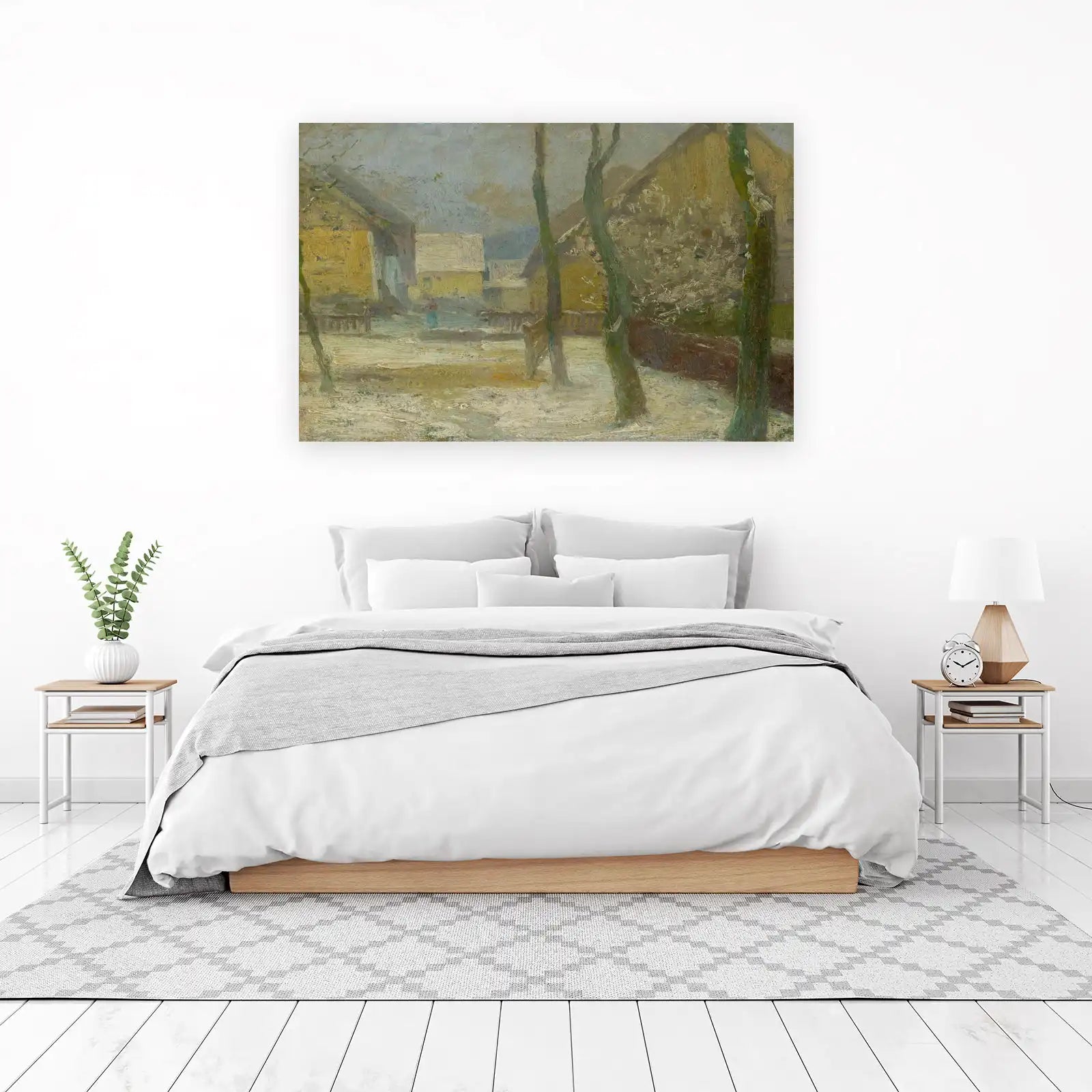 Winter Village Impressionism Wall Art