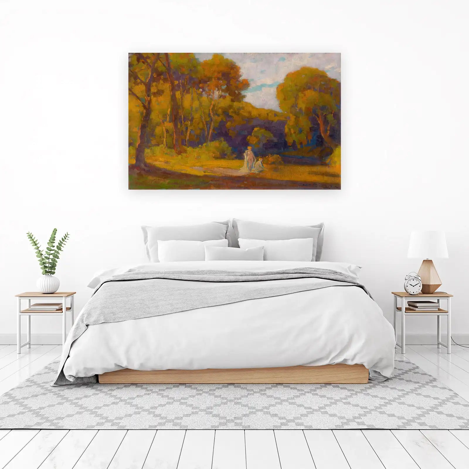 Golden Autumn Landscape with Figures Wall Art
