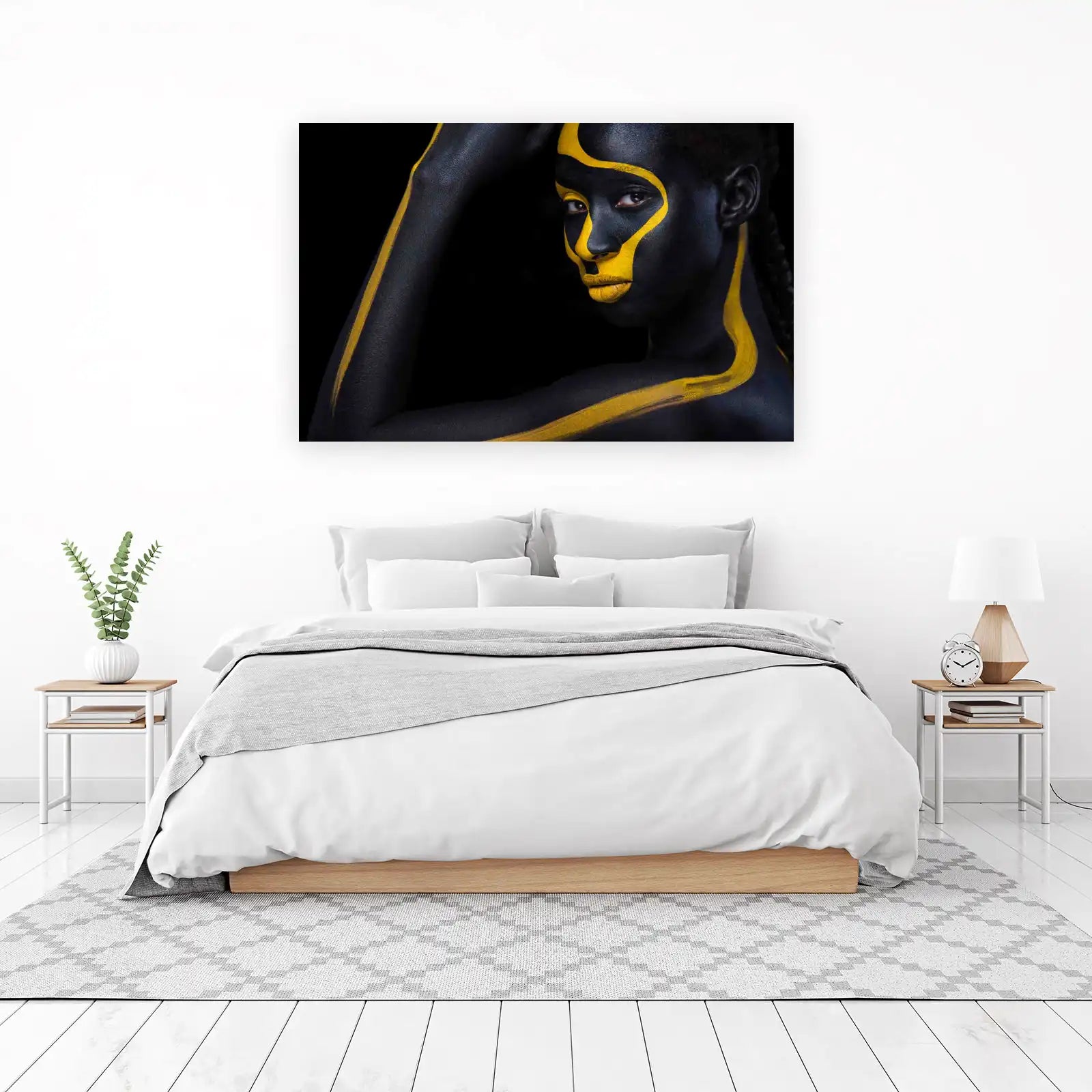 Bold Abstract Face Yellow & Black Wall Art