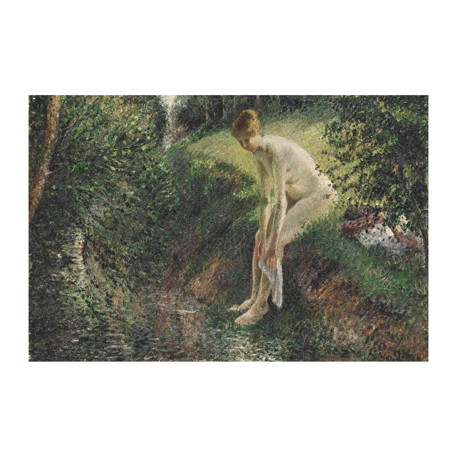 Serene Bathing Nude Forest Landscape Wall Art