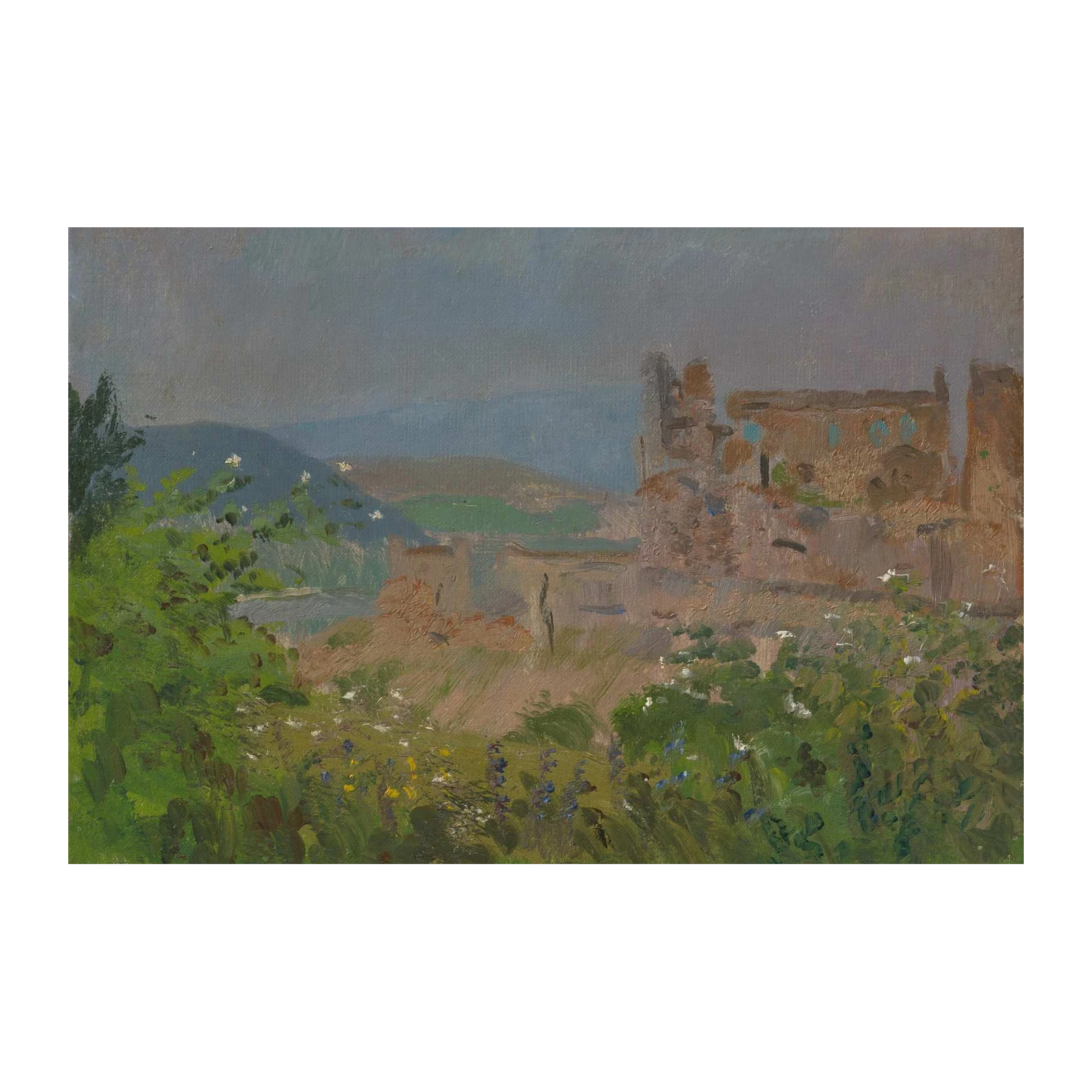 Rustic Ruins Landscape Oil Painting Wall Art