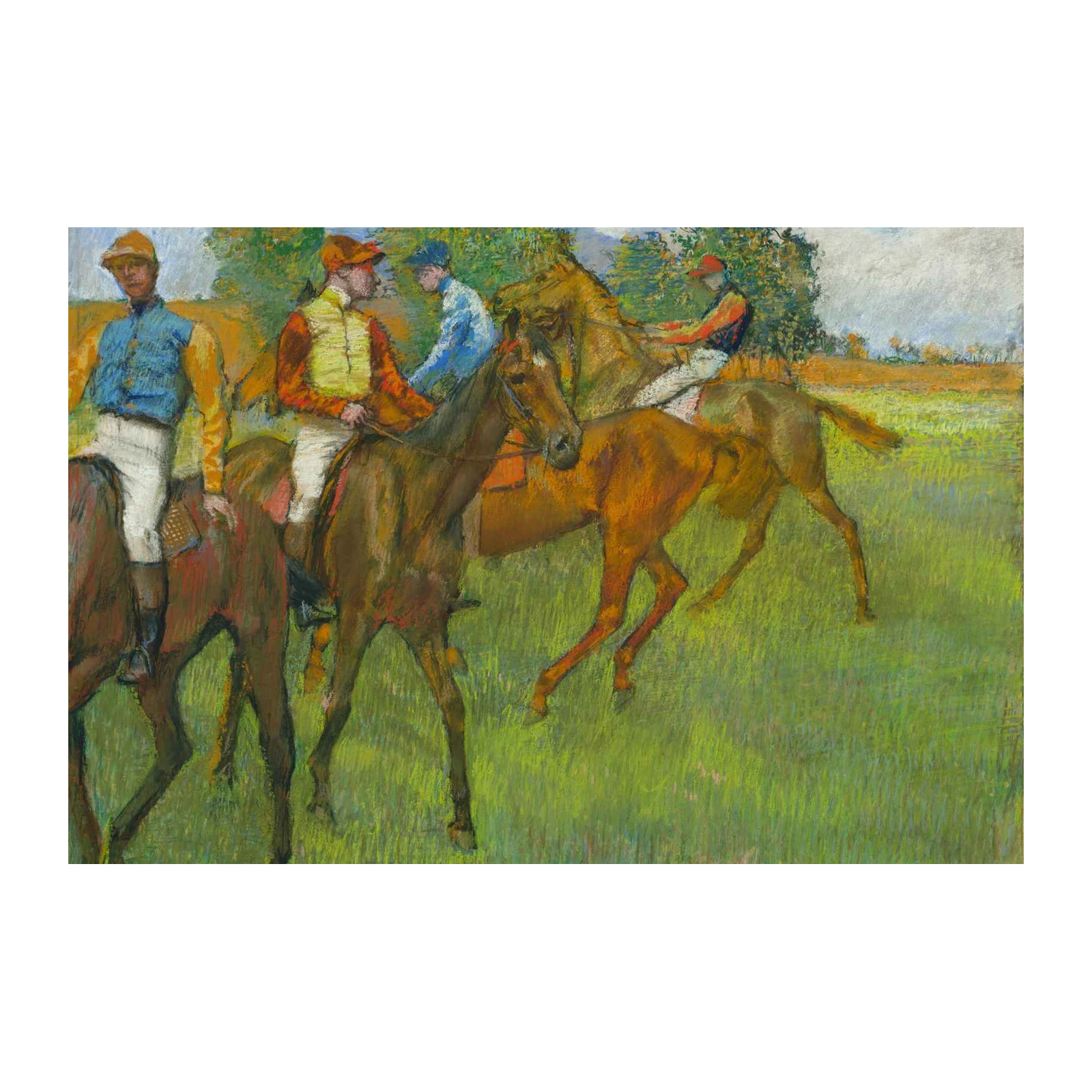 Jockeys and Horses Pastel Art Wall Art