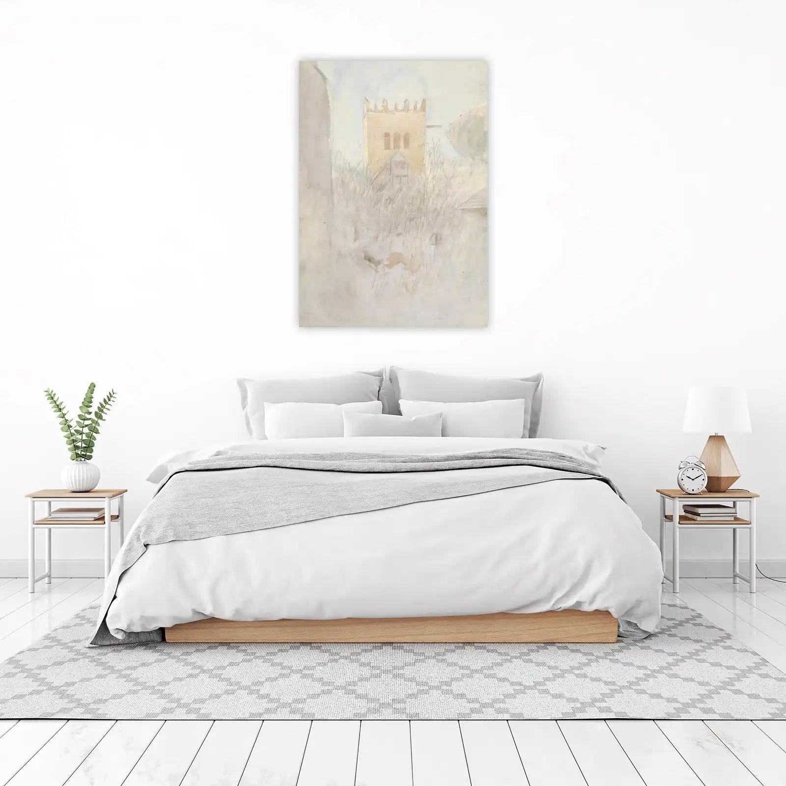 Serene Church Tower Watercolor Wall Art