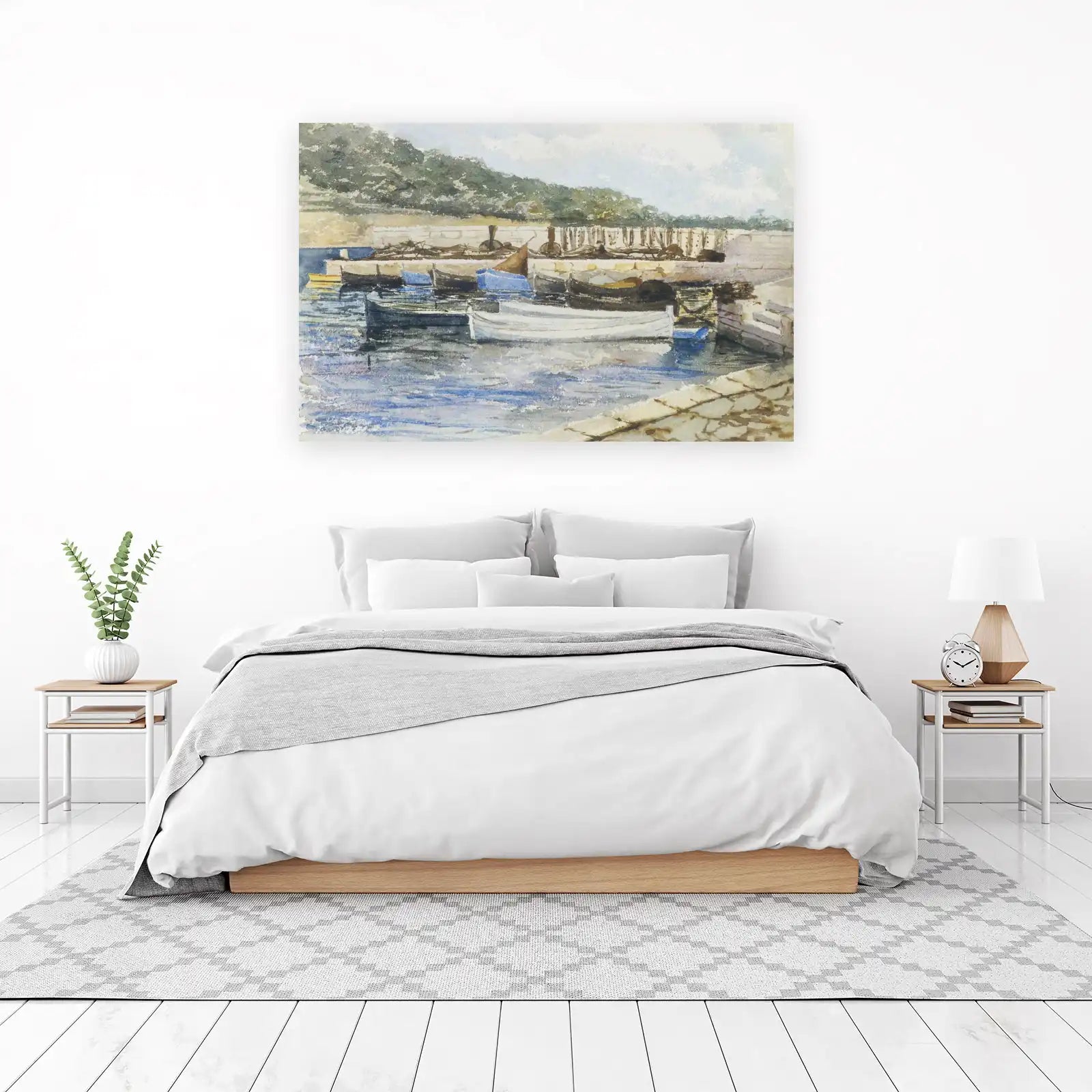 Seaside Boats Harbor Landscape Wall Art