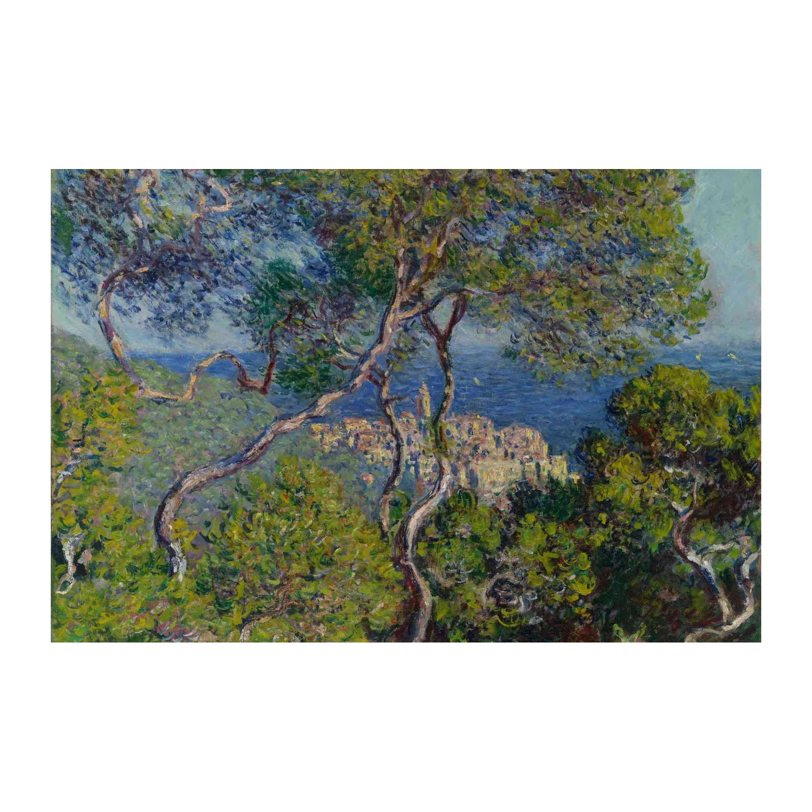 Monet's Cypress Trees & Mediterranean Town Wall Art