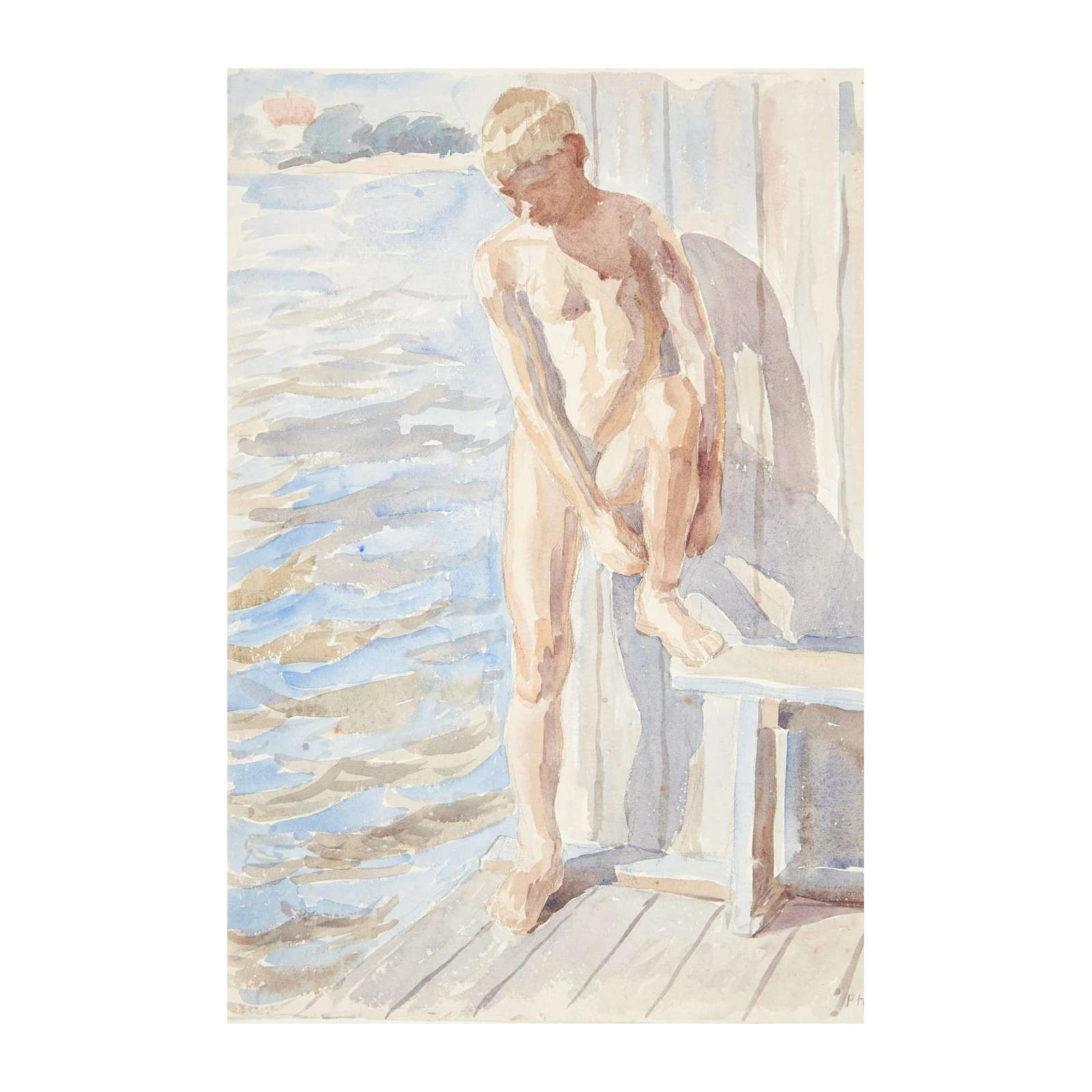 Serene Bather by Water Wall Art