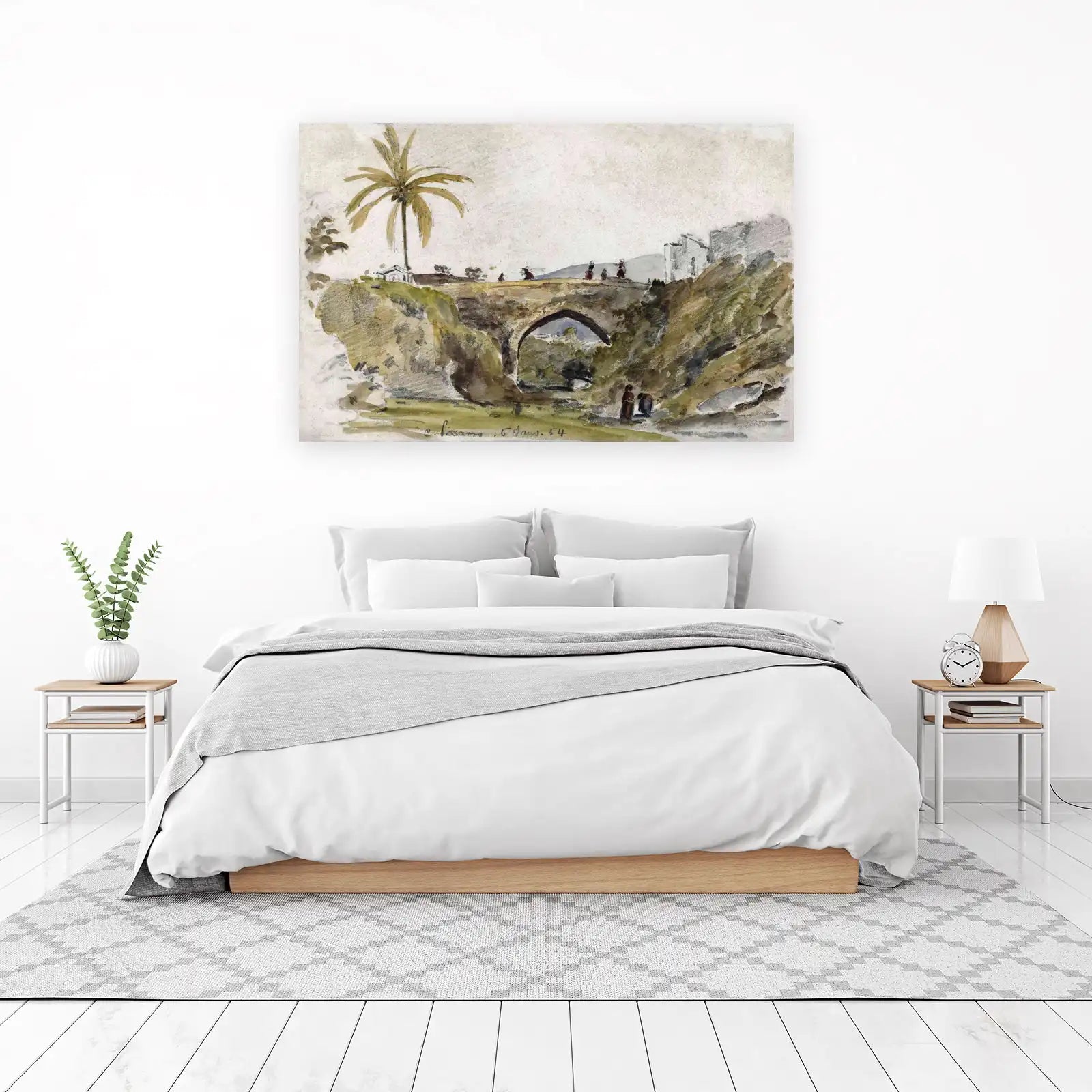 Vintage Bridge & Palm Tree Landscape Wall Art