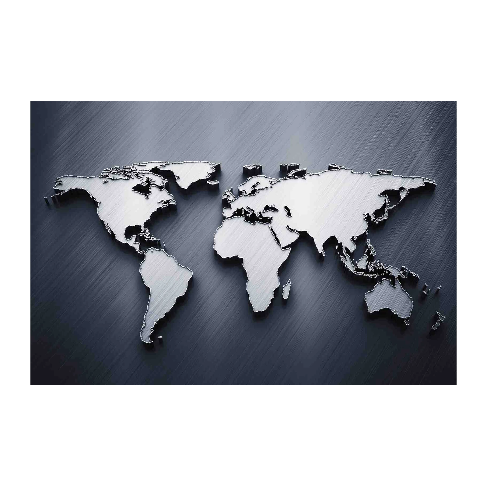 Brushed Metal World Map Wall Art