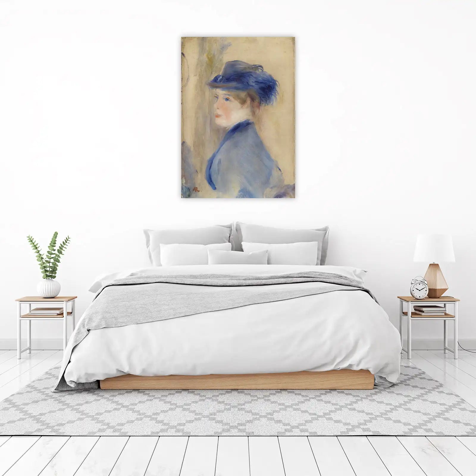 Elegant Blue Hat Portrait Impressionist Wall Art