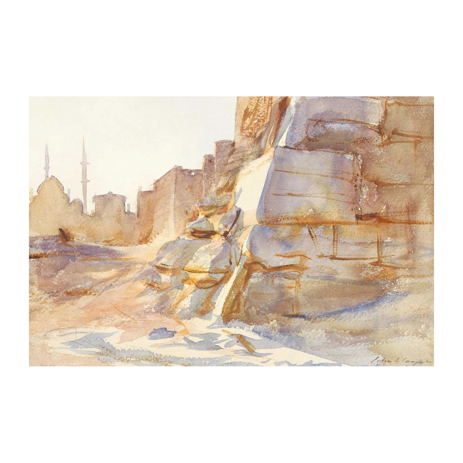 Desert Cityscape Watercolor Wall Art