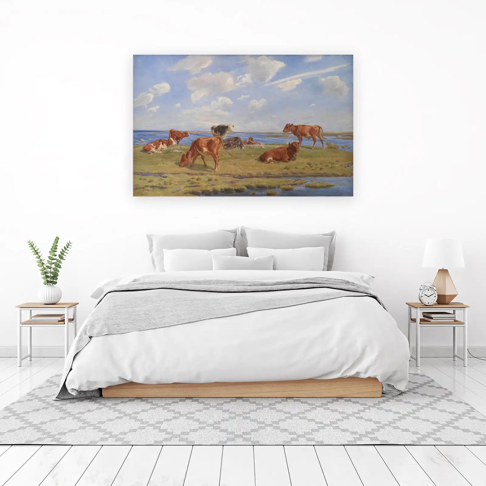 Serene Cows by the Water Wall Art