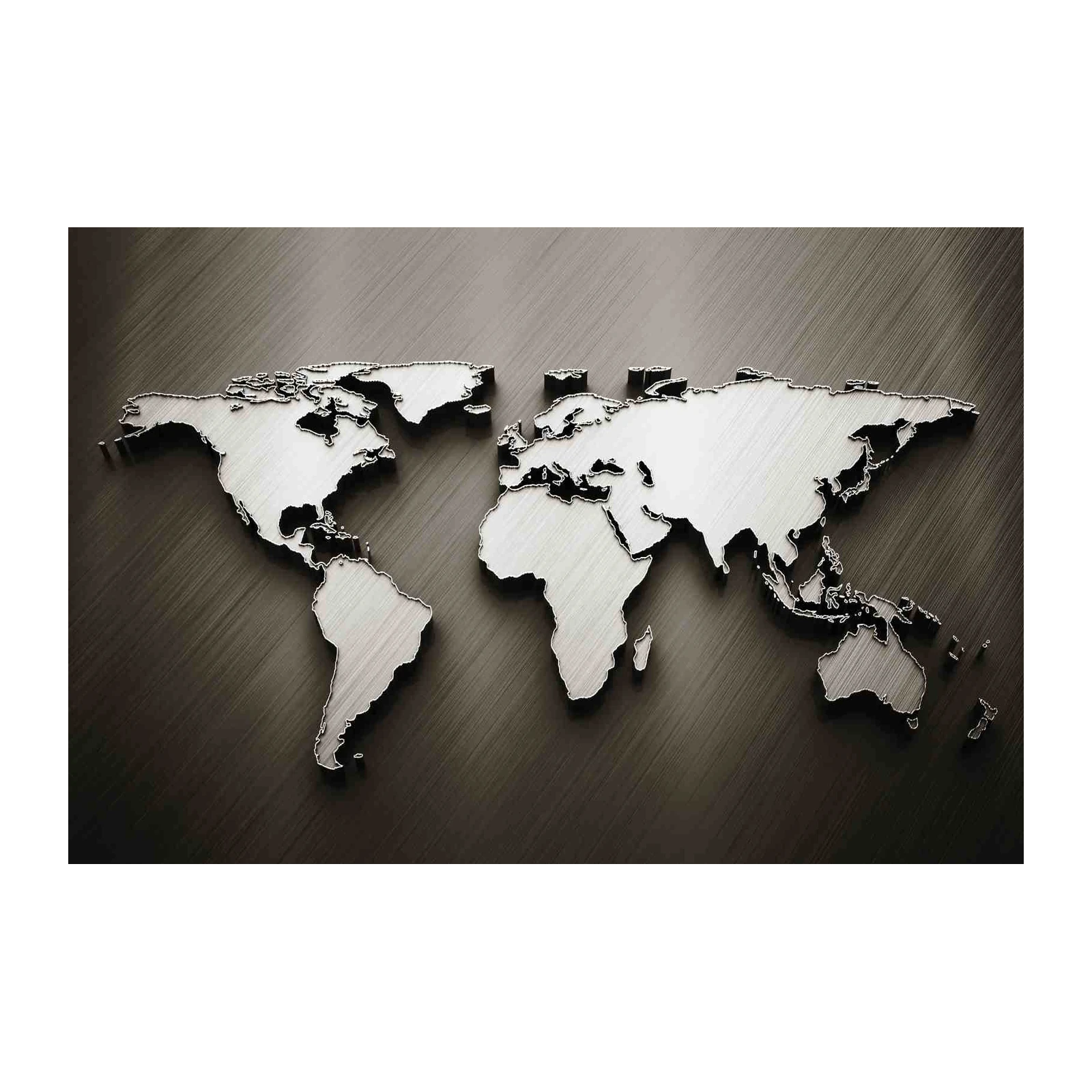 Brushed Metal World Map Wall Art