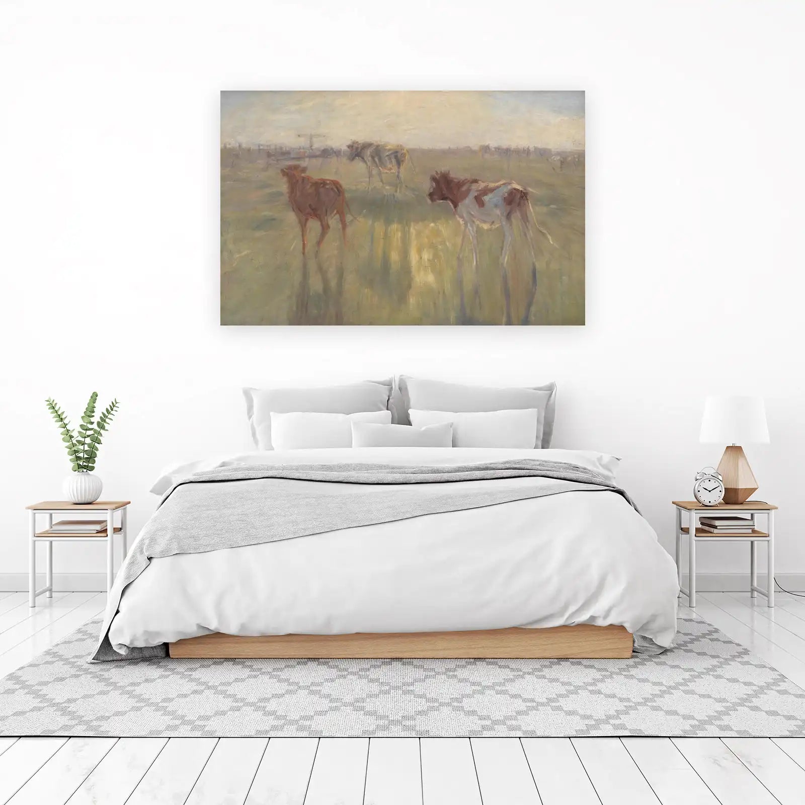 Pastoral Cows Meadow Landscape Wall Art