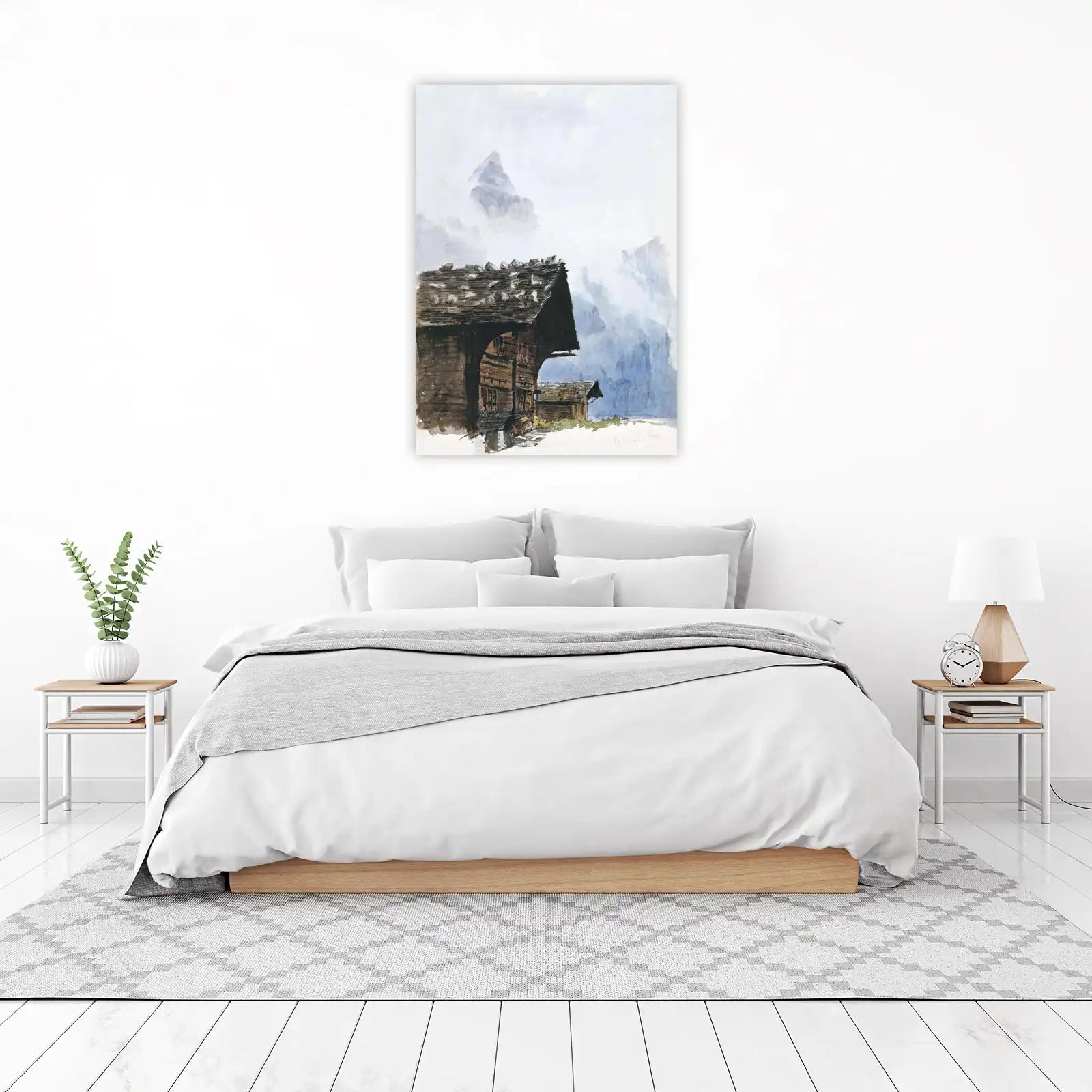Alpine Hamlet Misty Mountain Wall Art