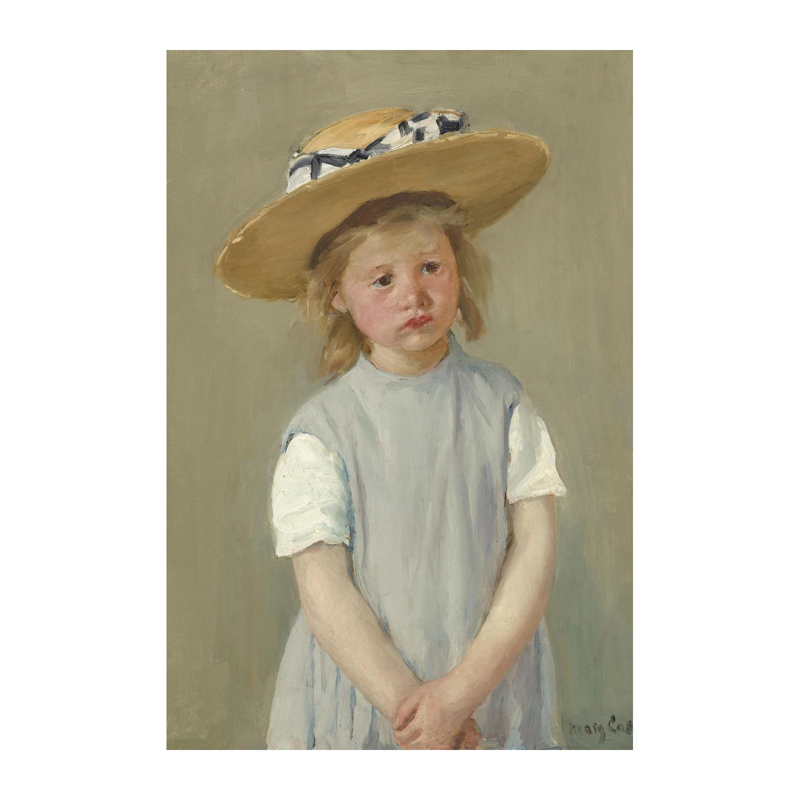 Girl with Straw Hat Vintage Portrait Wall Art