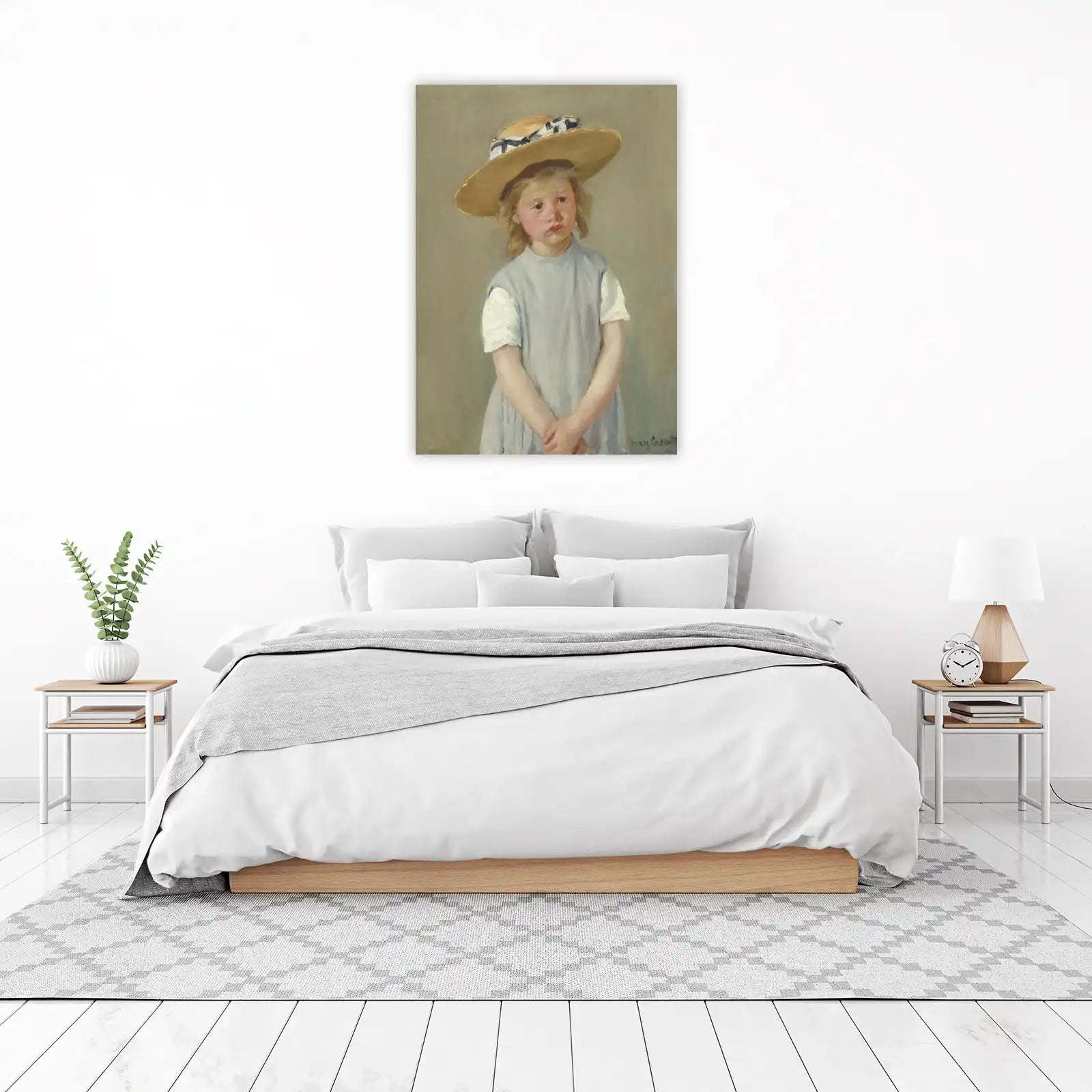 Girl with Straw Hat Vintage Portrait Wall Art