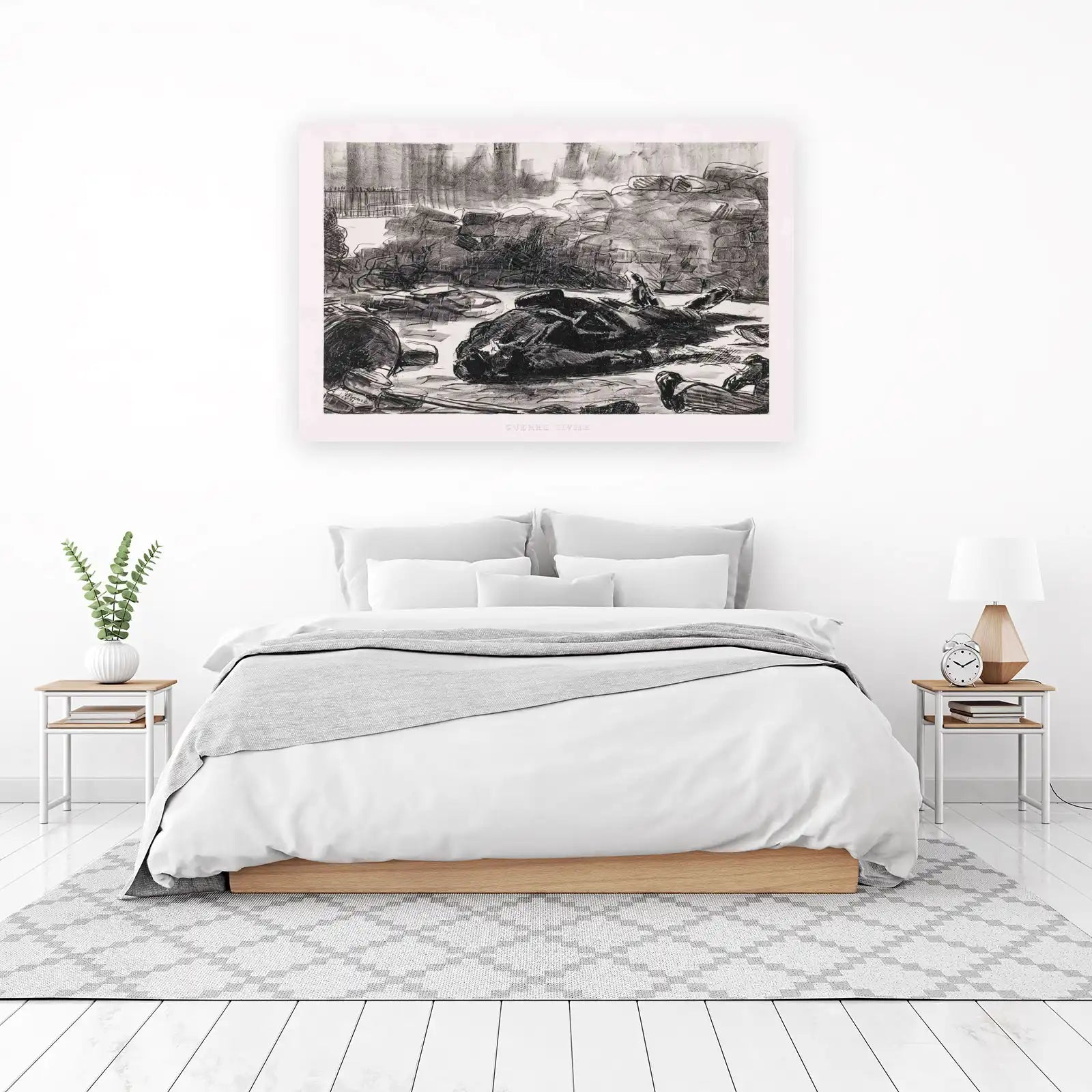 Guerre Civile Charcoal Sketch Wall Art