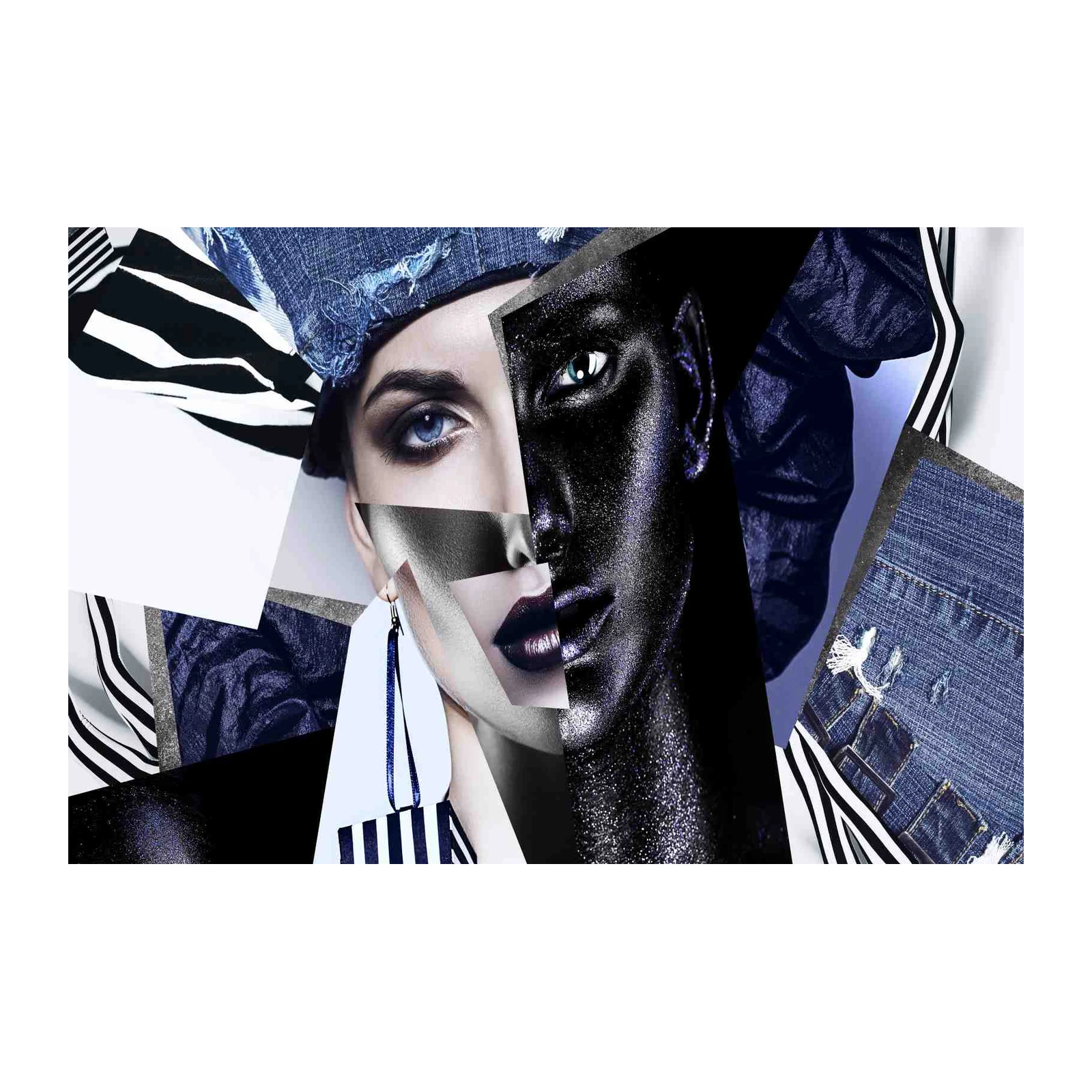 Avant-Garde Denim Collage Wall Art