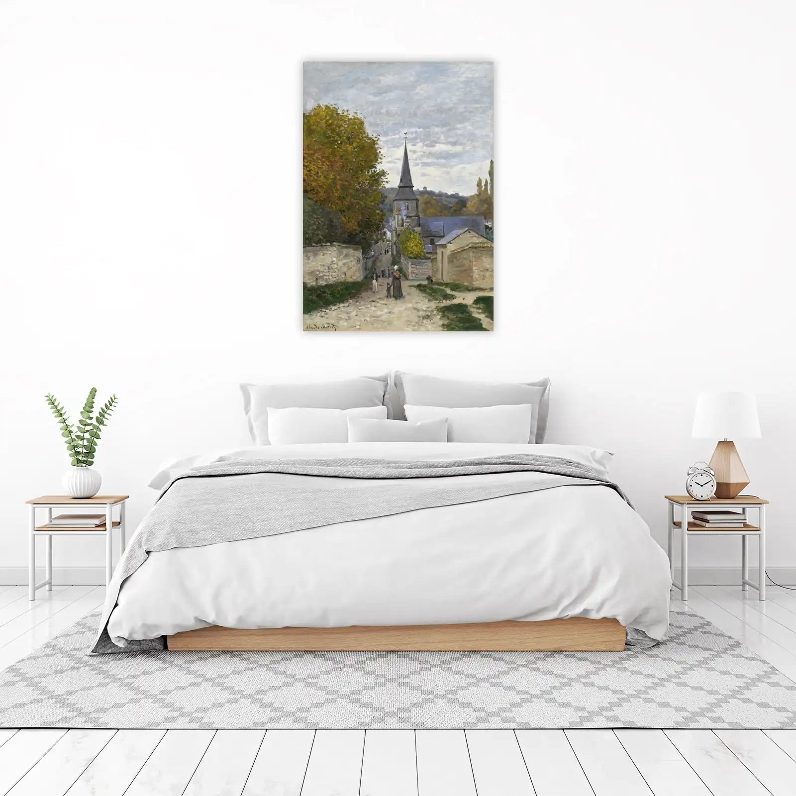 Monet Village Church Autumn Road Wall Art
