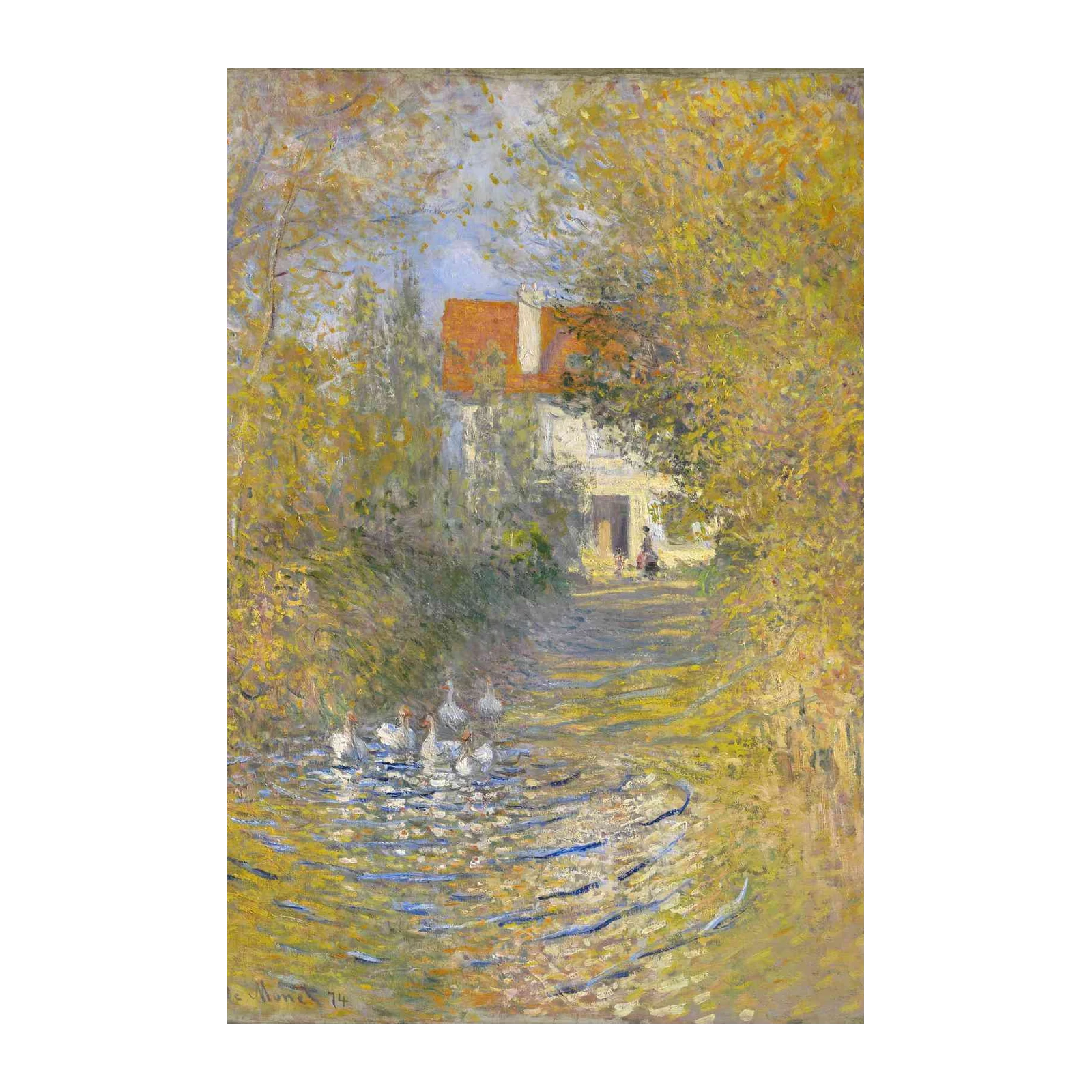 Geese in a Pond Impressionist Wall Art
