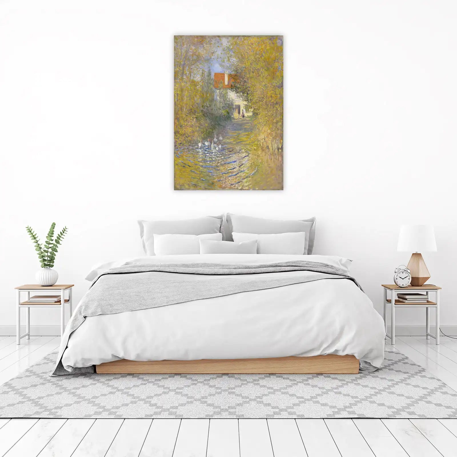 Geese in a Pond Impressionist Wall Art