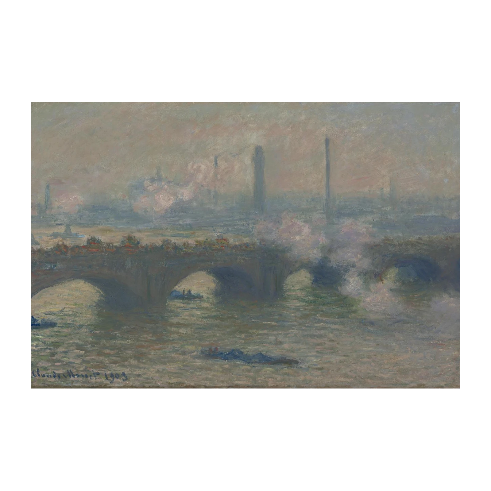 Impressionist London Bridge Foggy River Wall Art