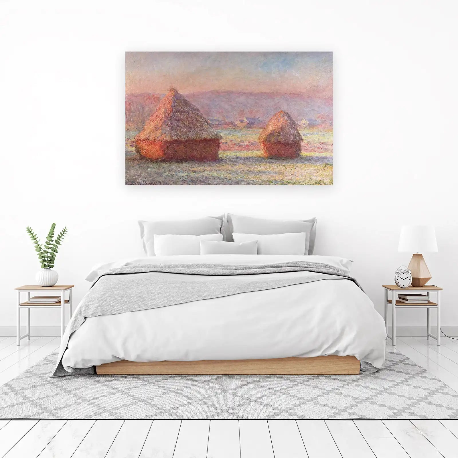 Haystacks at Sunset Impressionist Wall Art