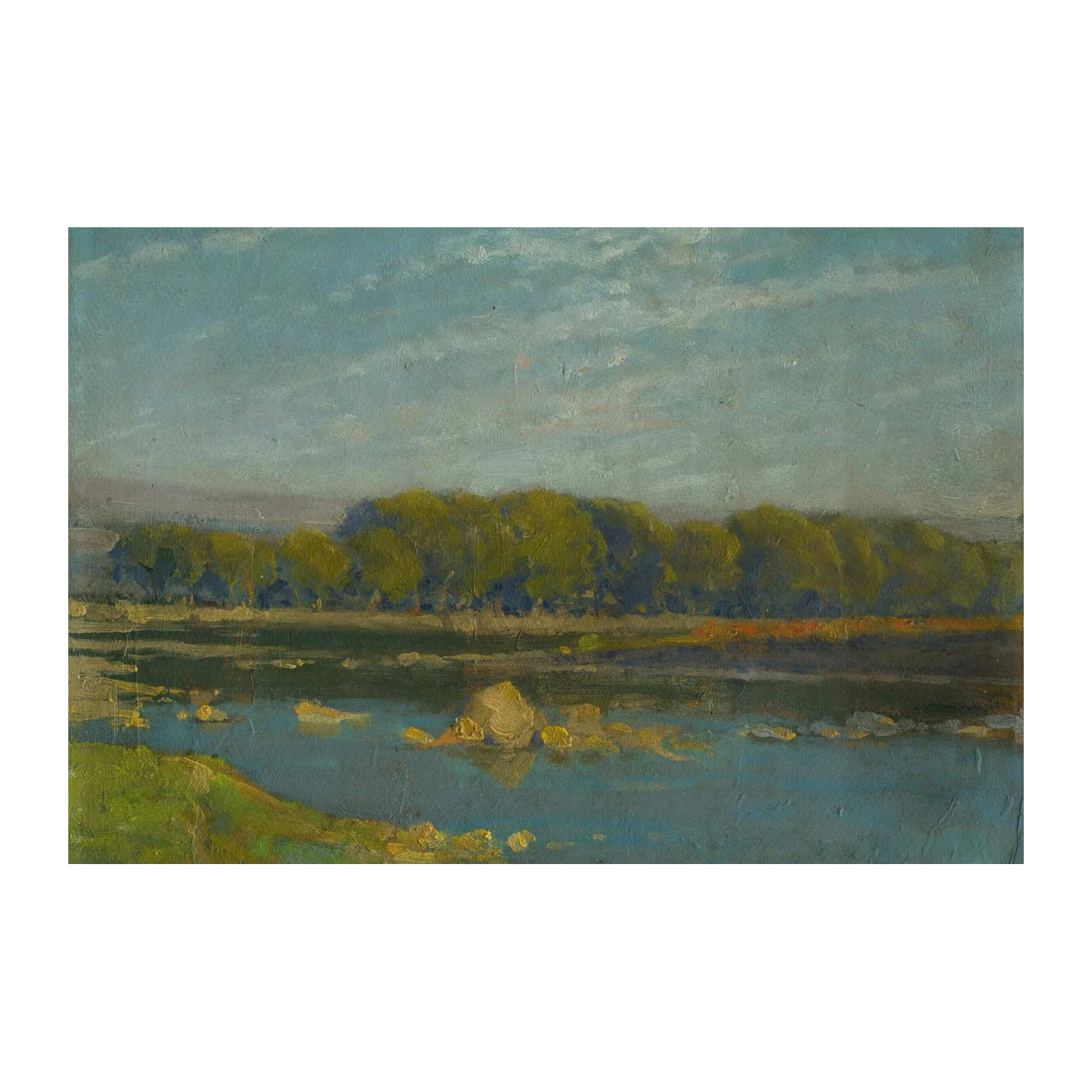 Tranquil River Landscape Oil Painting Wall Art