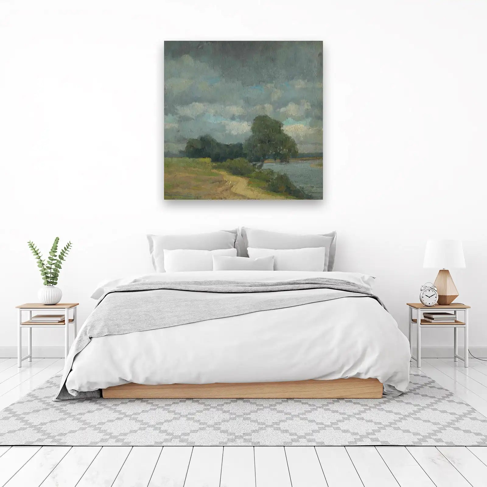 Serene River Landscape Textured Wall Art