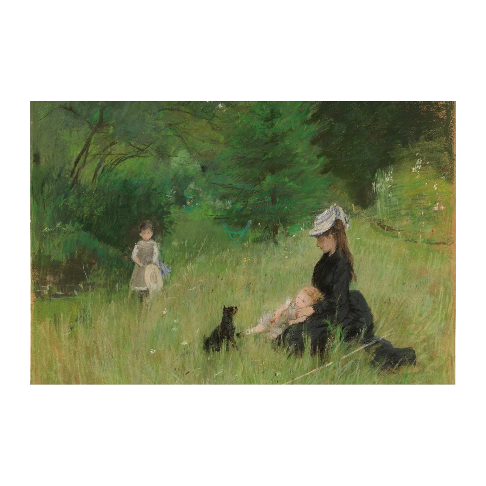 Idyllic Garden Scene with Mother & Children Wall Art