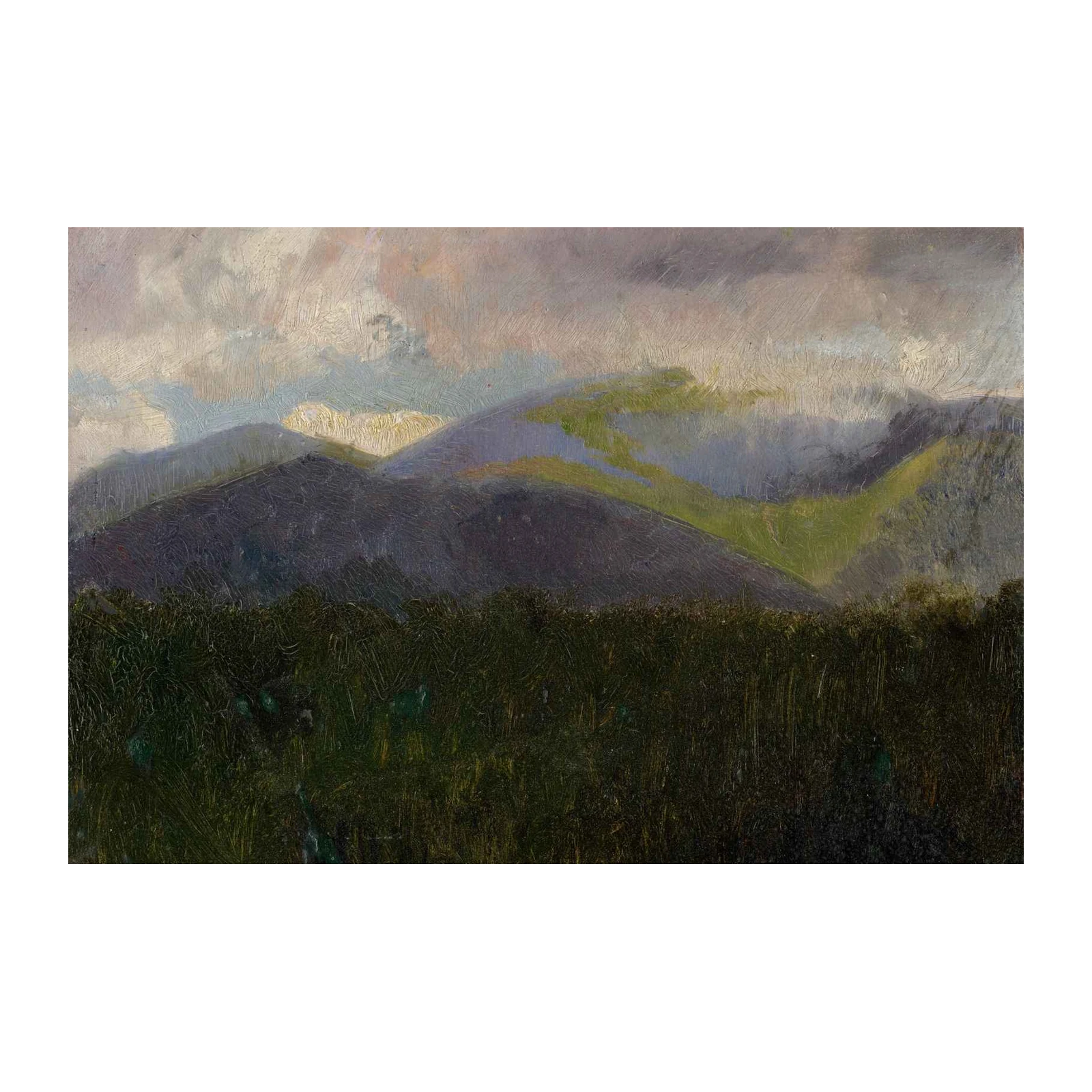 Misty Mountain Landscape Impressionist Wall Art