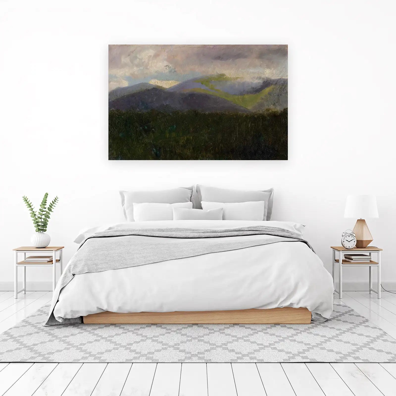 Misty Mountain Landscape Impressionist Wall Art