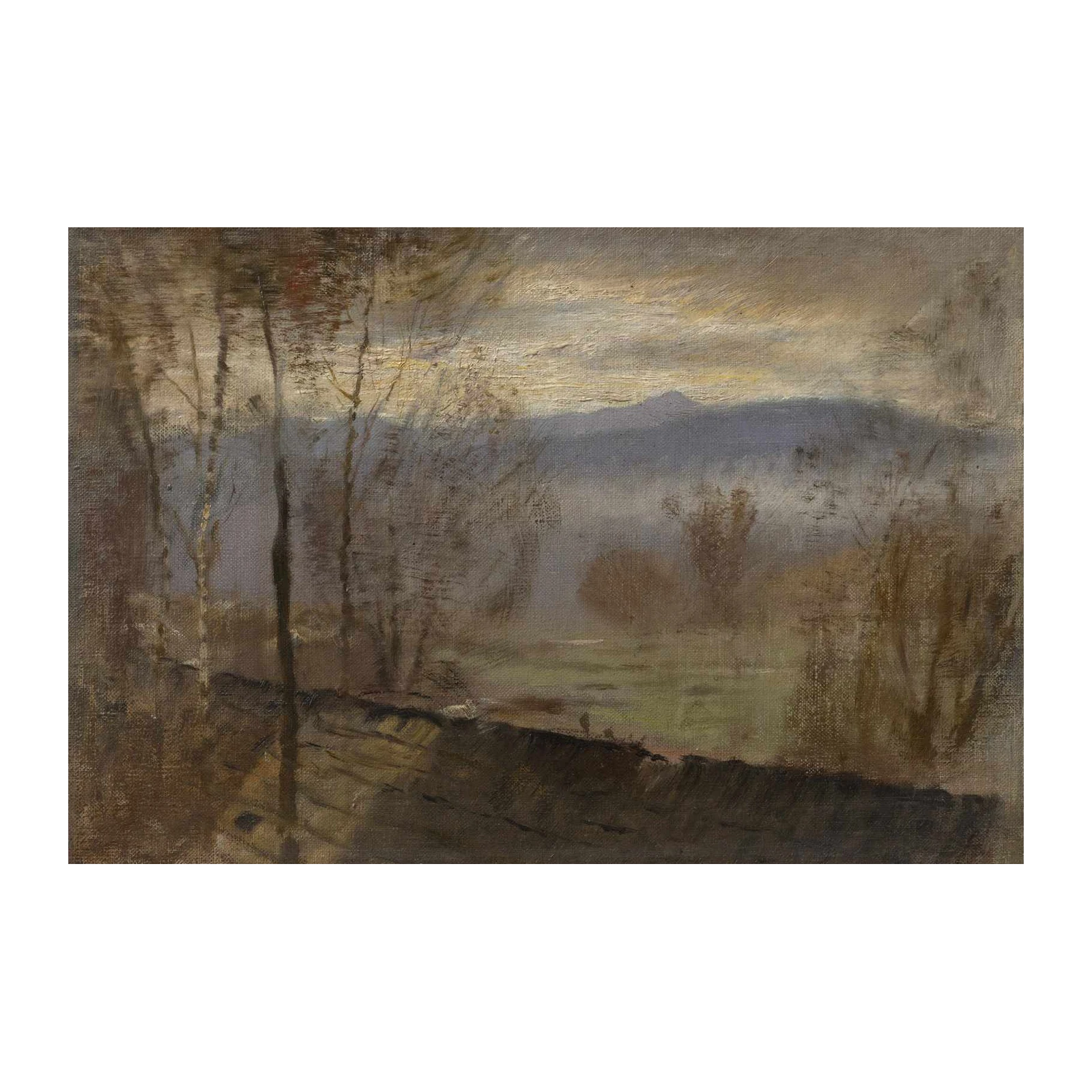 Misty Mountain Landscape Oil Painting Wall Art