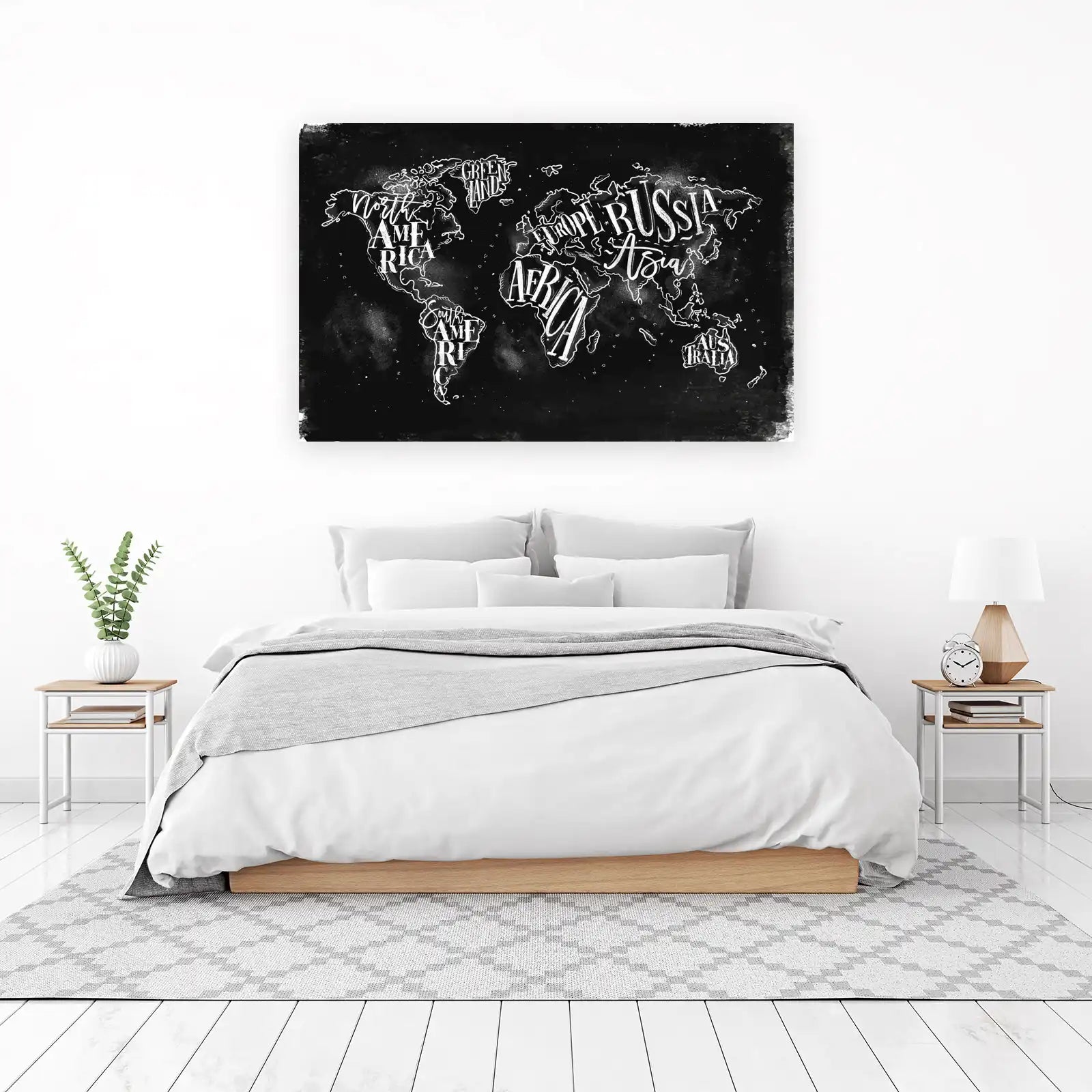 Chalkboard World Map Typography Wall Art